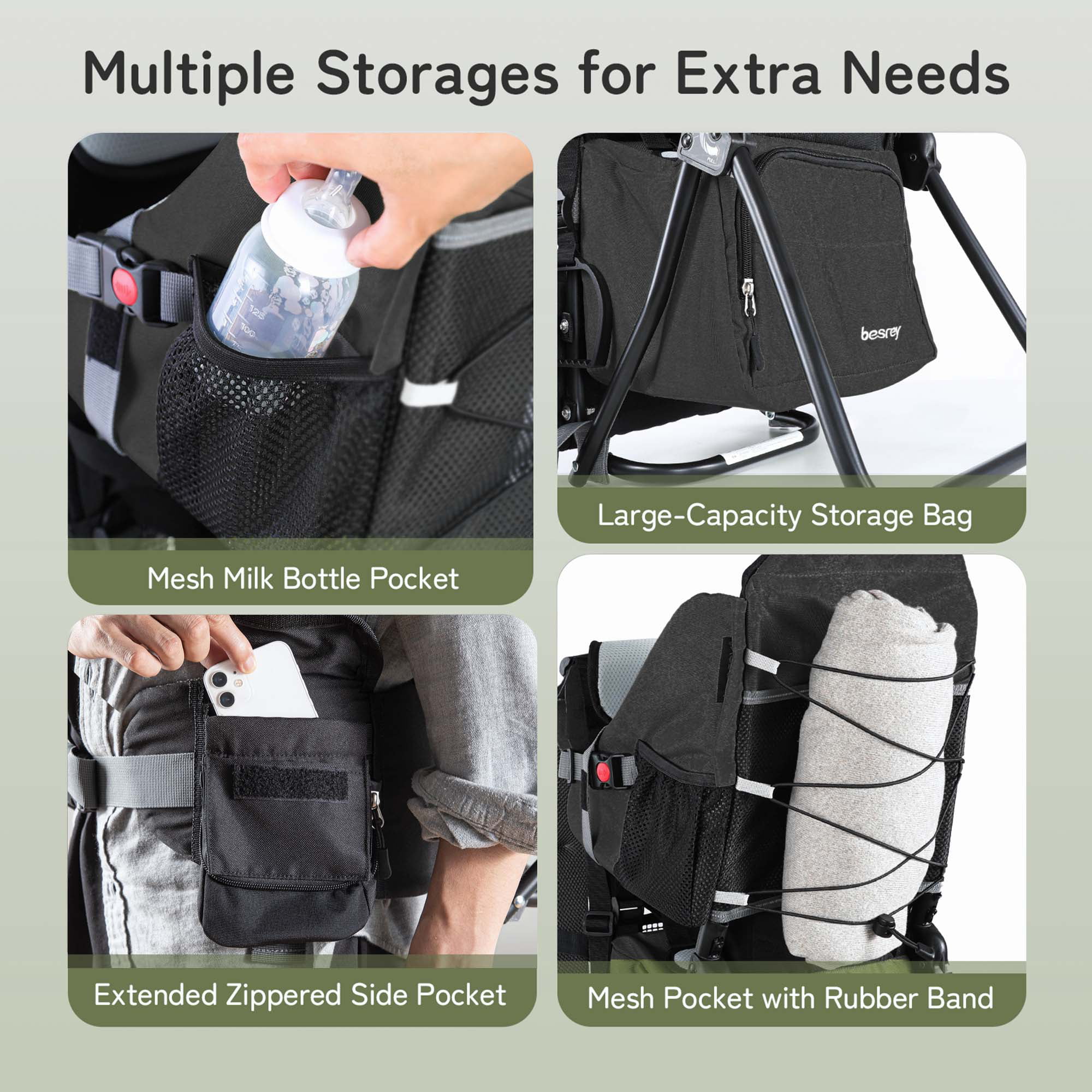 Besrey Baby Hiking Backpack Carrier for Toddlers, Waterproof & Lightweight Outdoor Child Back Frame, Black - Womvr