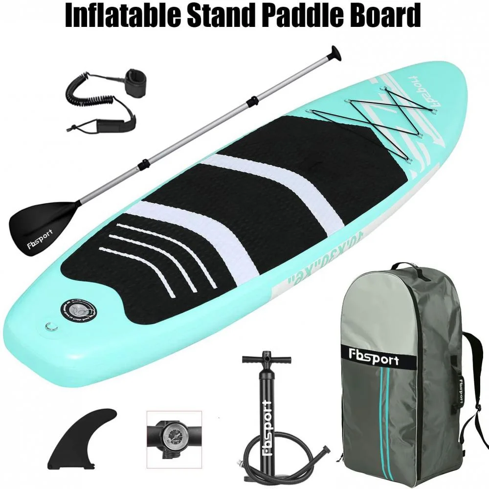 Fbsport 11ft Inflatable Paddle Board SUP, 6'' Thick W/Paddling Fins Pump & Accessories Pack, Green - Womvr