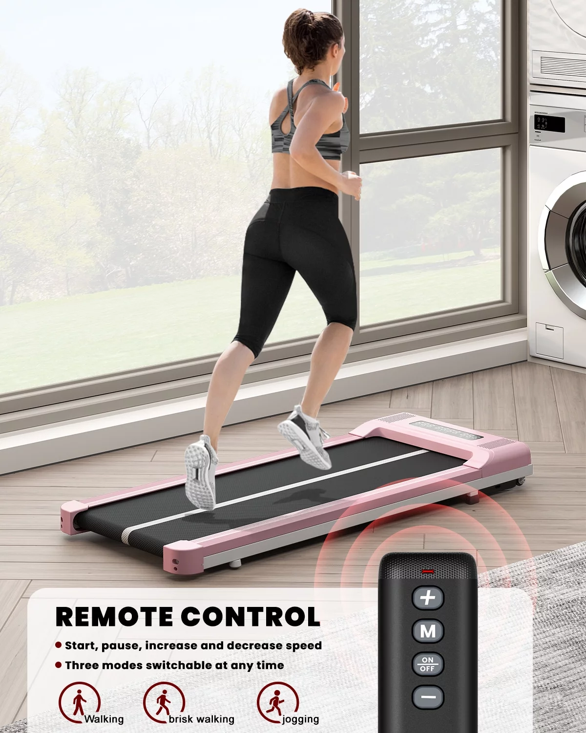 Home Fitness Code Foldable Treadmill with Bluetooth Speaker, 3HP Under Desk Treadmills for Home - Womvr