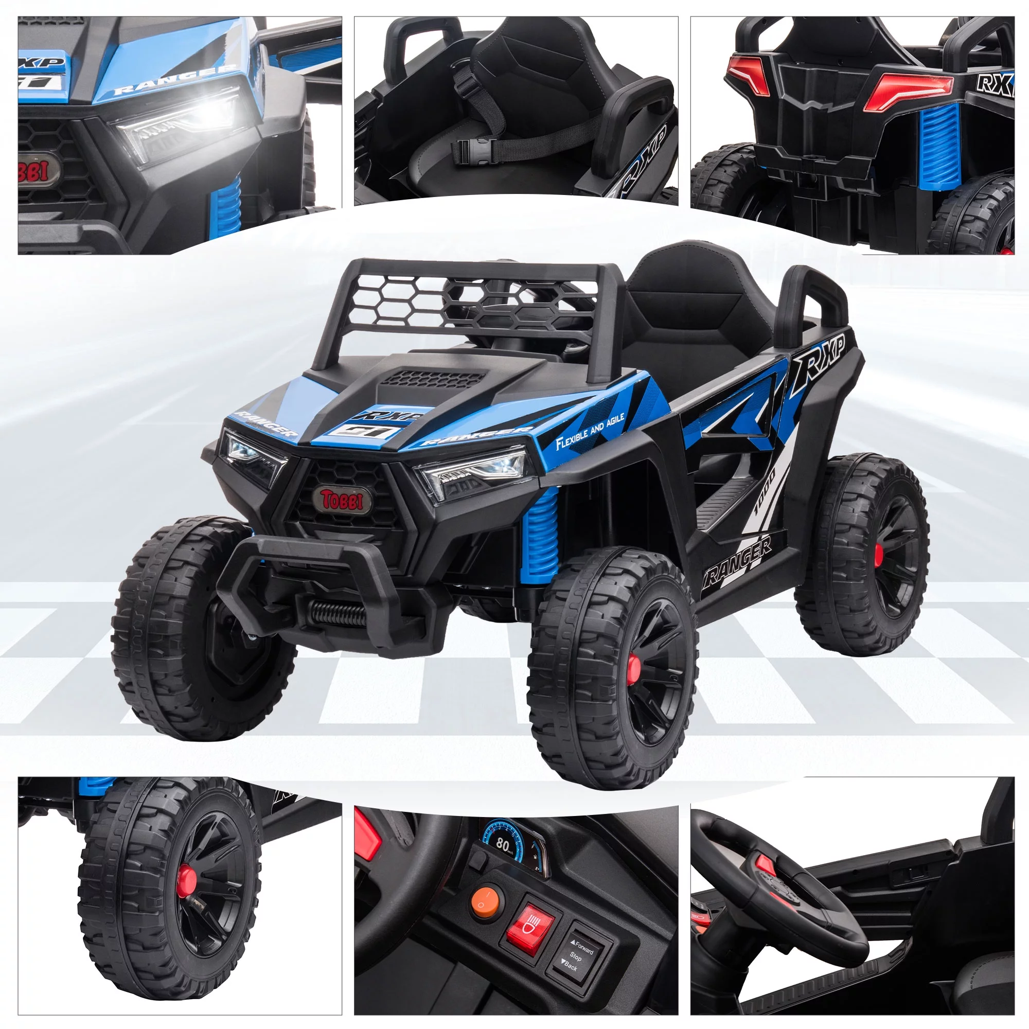 TOBBI 12V Kids Electric off-Road UTV Truck Car Battery Powered Ride on Toys for Girls with LED Headlights, Music, Horn - Womvr