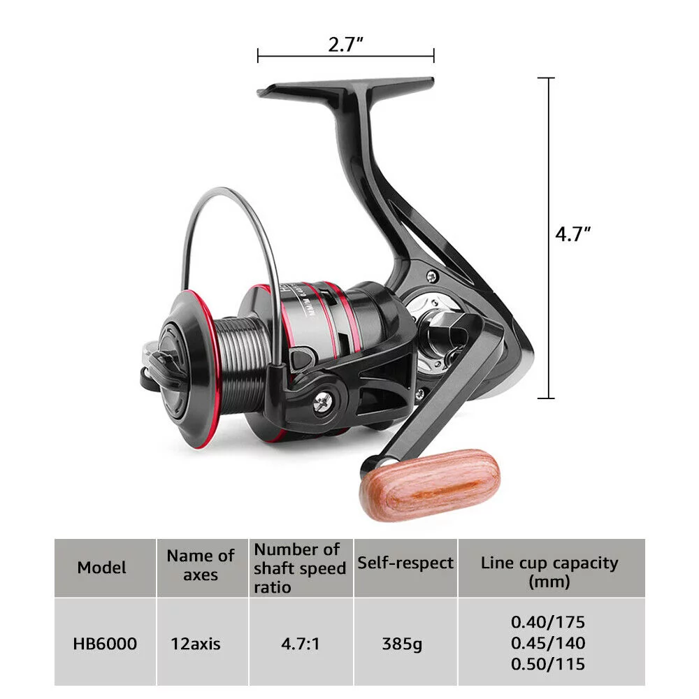 Heavy Duty Spinning Reel Saltwater Offshore Fishing Reel Max Drag 18lbs HB500-HB6000 - Womvr