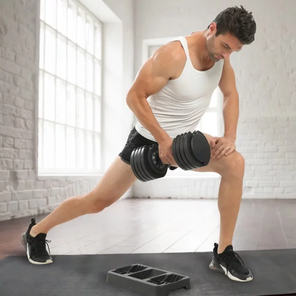 PRCTZ 10-50 lb Quick Select Adjustable Dumbbell, Enhanced 3-Point Safety Locking System, Single, Black - Womvr