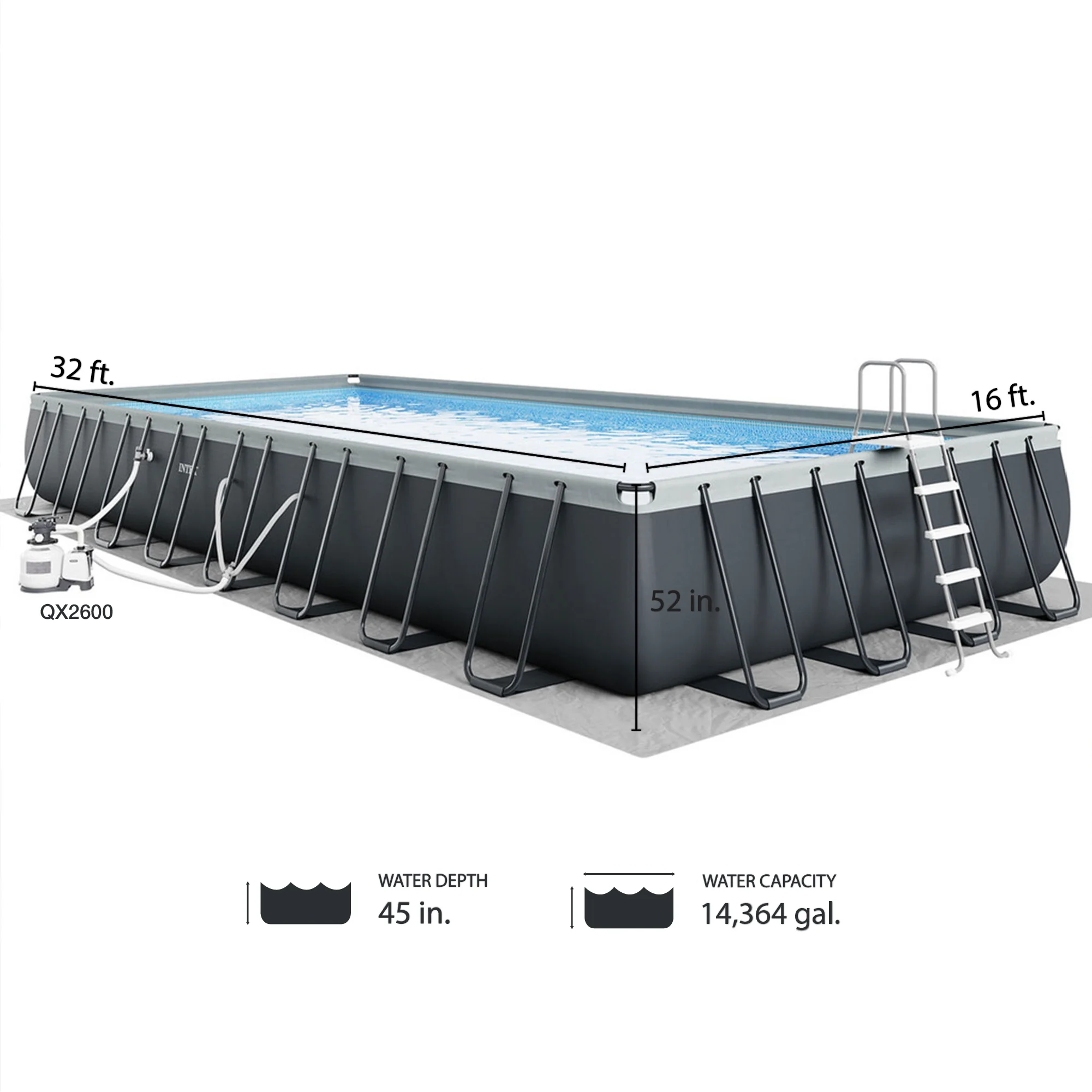 INTEX Ultra XTR Deluxe Rectangular Above Ground Swimming Pool Set - Womvr