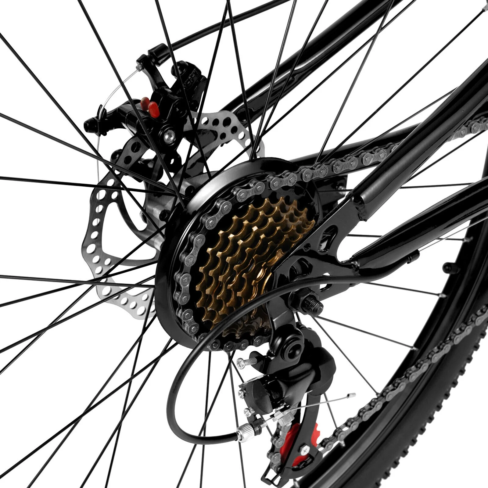 26 inch 21 Speed Folding Mountain Bike Full Suspension Dual Disc Brakes Bicycle - Womvr