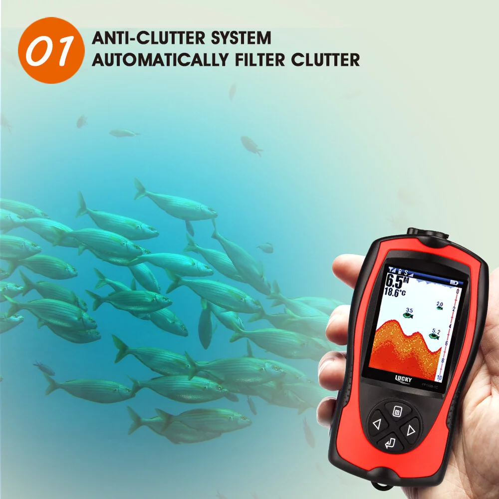LUCKY FF1108-1CT Portable Fish Finder 100M/300FT Depth Fish Alarm Wired Fish Detector - Womvr