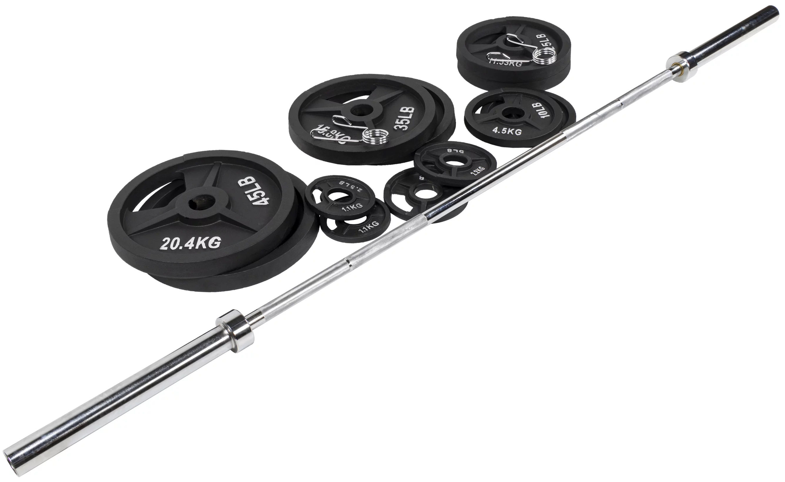 BalanceFrom Cast Iron Olympic Weight Including 7FT Olympic Barbell and Clips, 300-Pound Set (255 Pounds Plates + 45 Pounds Barbell), Multiple Packages - Womvr