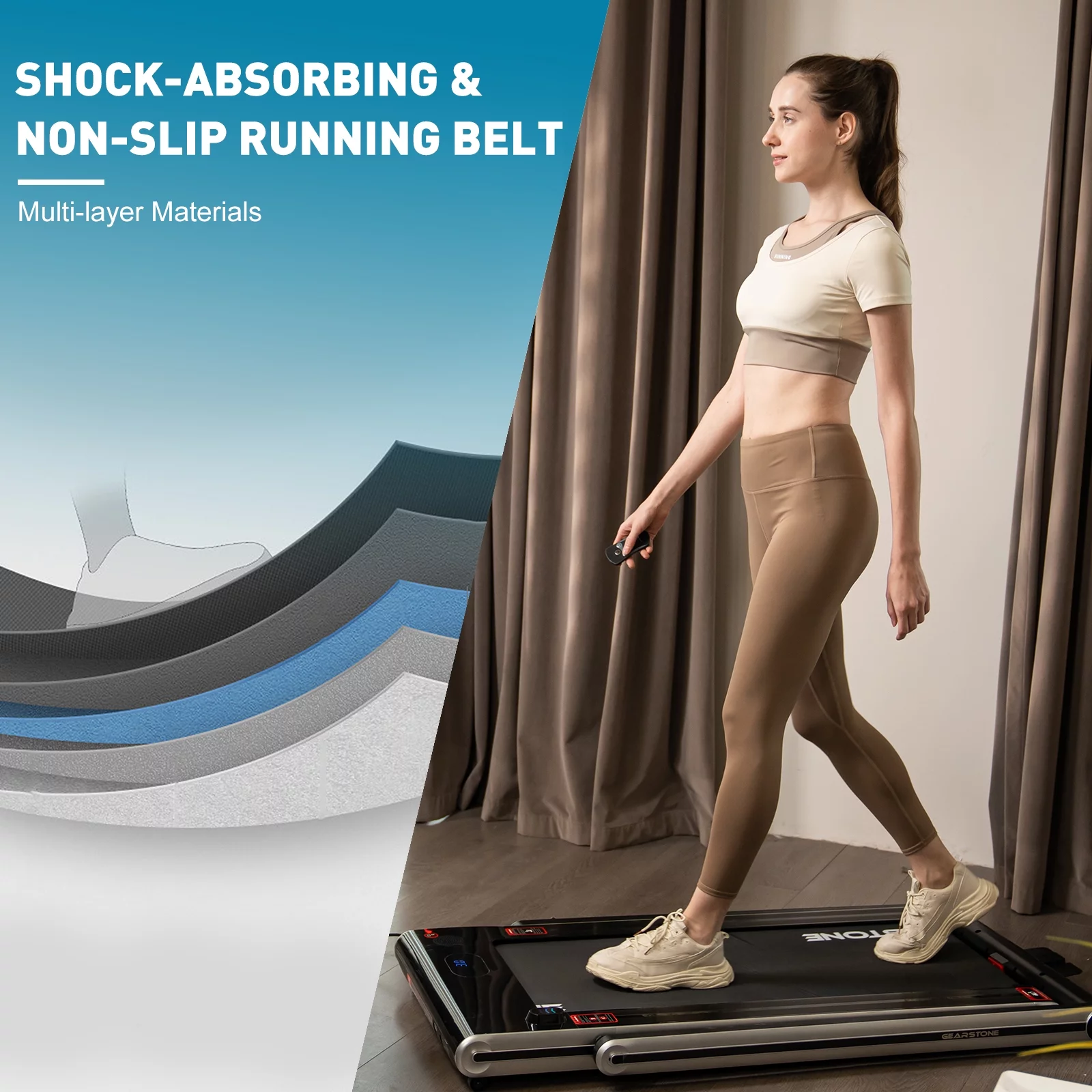 GEARSTONE 2 in 1 Folding Treadmill, Under Desk Treadmill Walking Electric Jogging Running Machine . Treadmill Home Gym Office Workout - Womvr