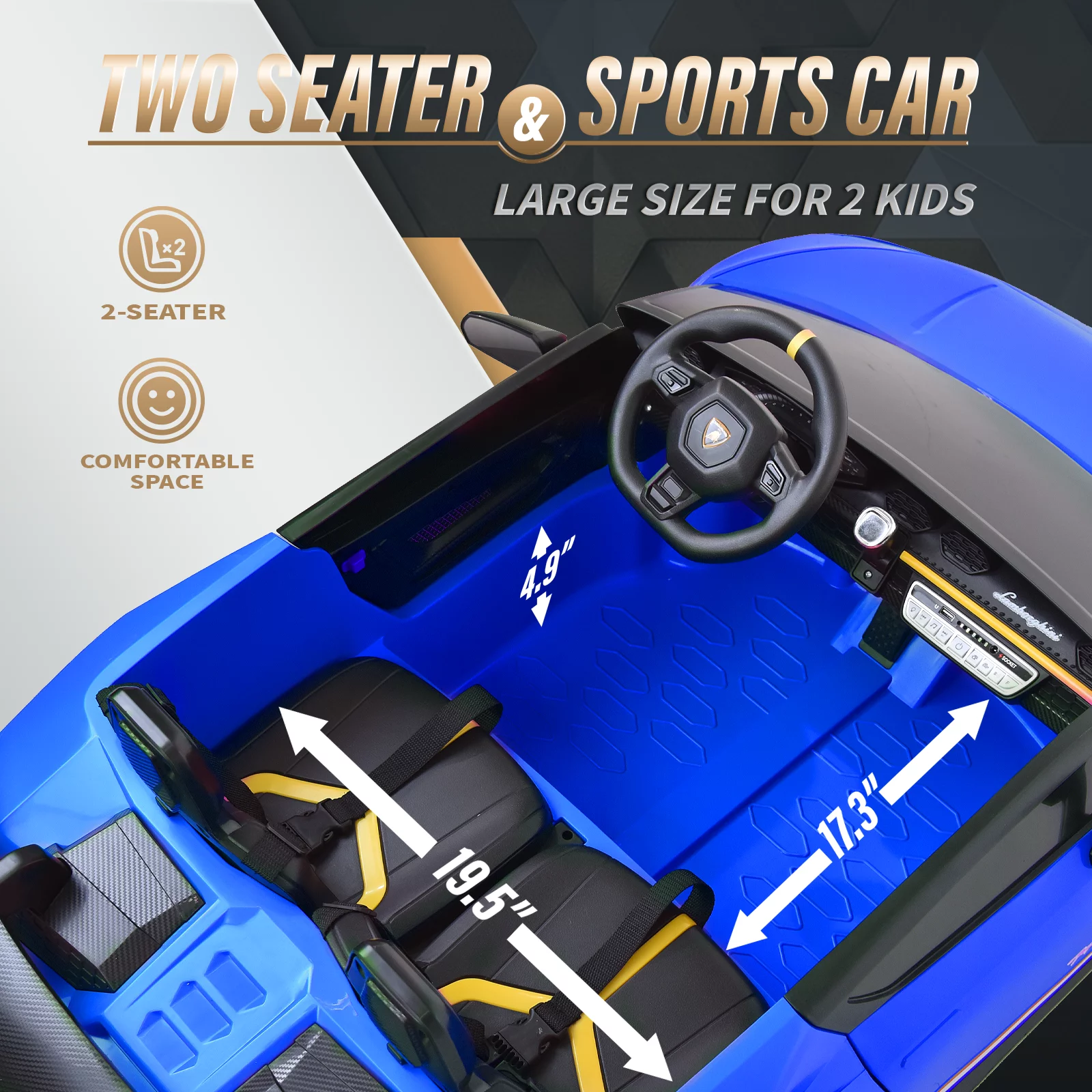 Blitzshark 24 V 2 Seater Kids Ride on Car Licensed Lamborghini Powerful 4WD, with 7AH Battery, Remote Control, Pink - Womvr