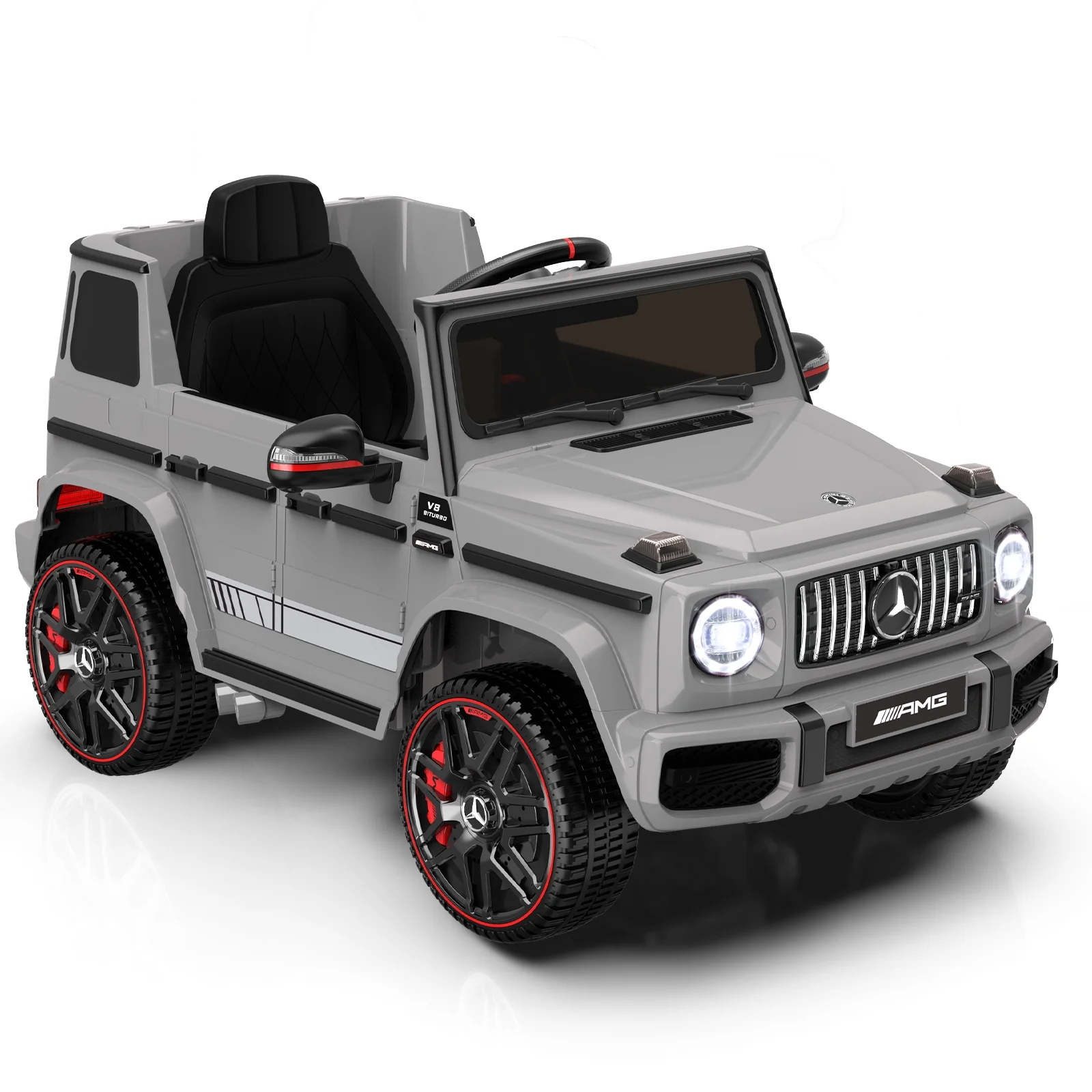 12Volt 1 Seater Mercedes-Benz G63 Licensed Powered Ride on Toy with Remote Control, Gift for Kids Aged 2~4 Years -Red - Womvr