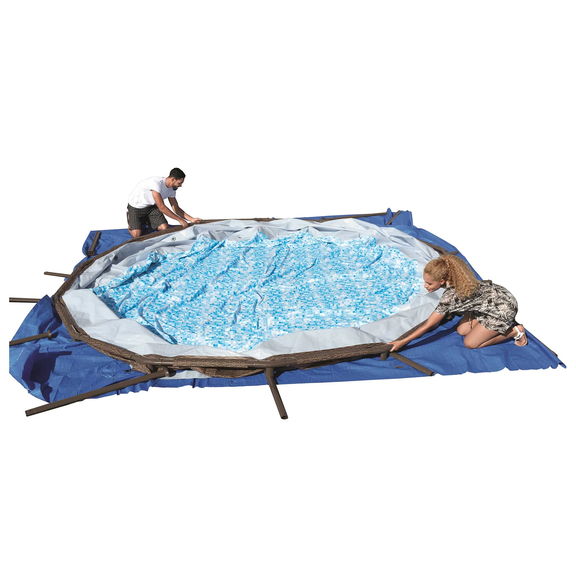 Bestway 15125 16ft x 48in Power Steel Round Frame Above Ground Pool Set & Pump - Womvr