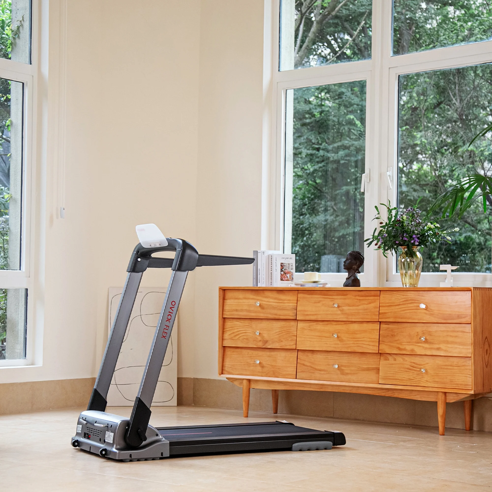 OVICX Portable Folding Flex Treadmill w/ Bluetooth & Fitness Tracking App - Womvr