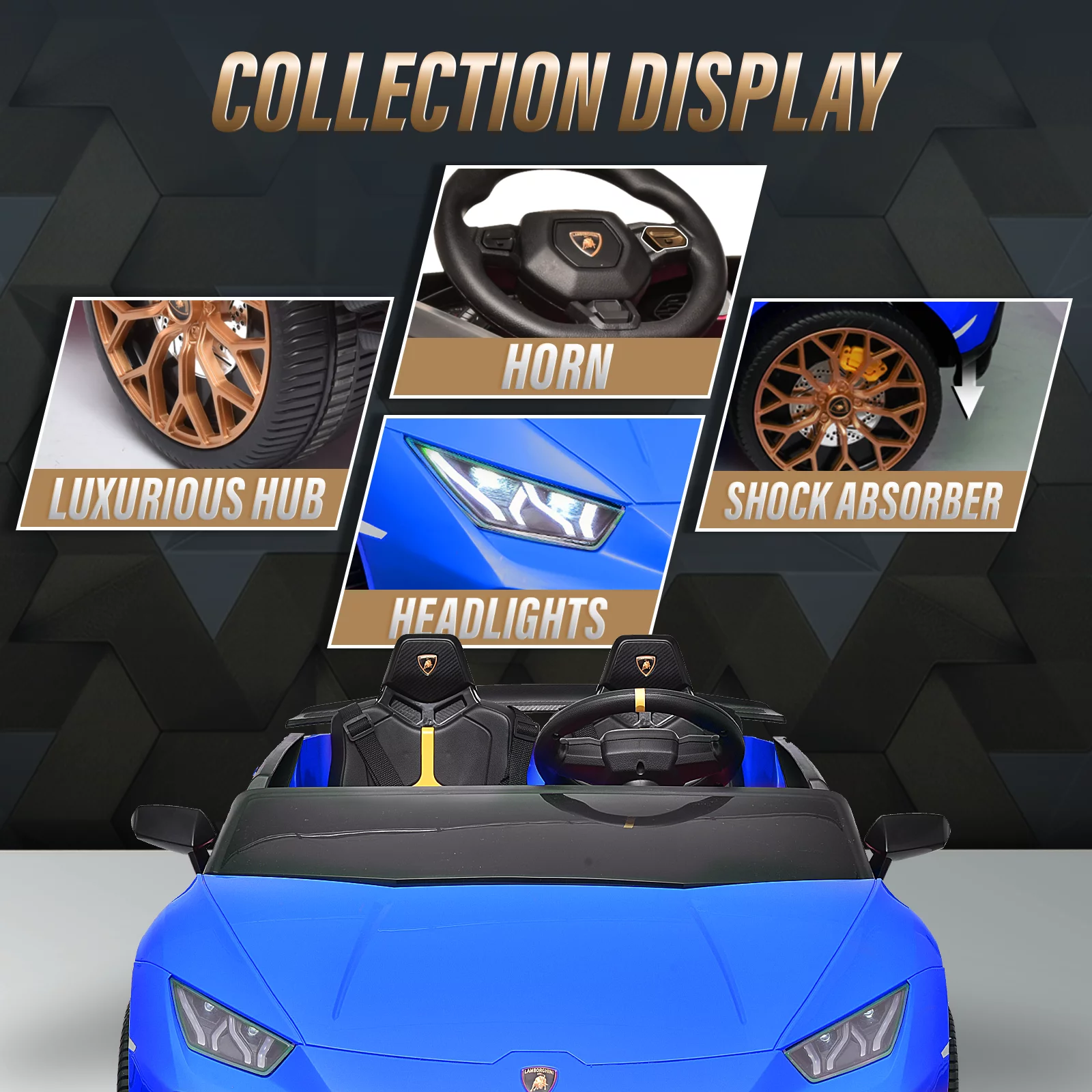 Blitzshark 24 V 2 Seater Kids Ride on Car Licensed Lamborghini Powerful 4WD, with 7AH Battery, Remote Control, Pink - Womvr