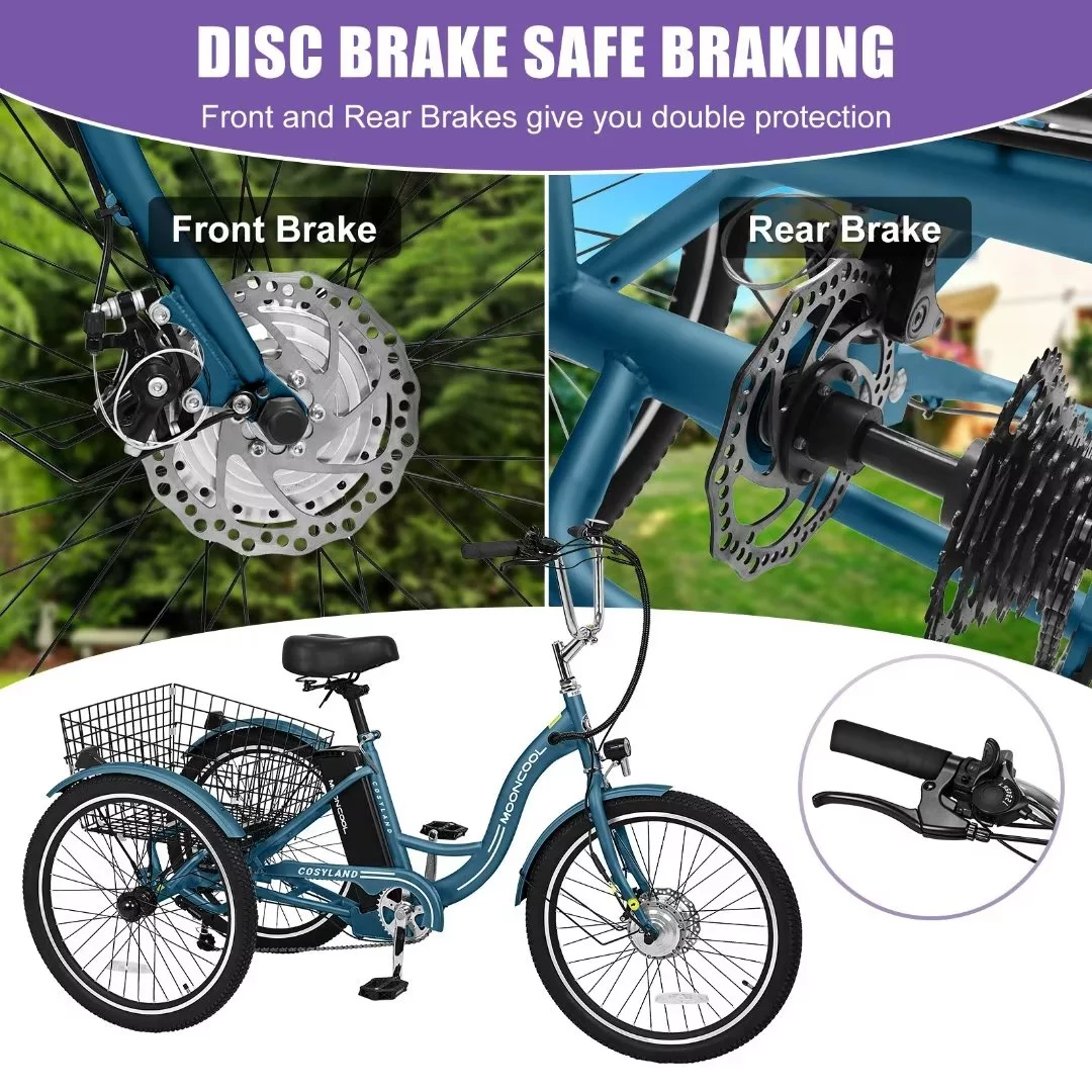 Docred 3 Wheel Electric Bike, 15.5 mph 500W Electric Tricycles for Adult .36V 7 Speeds Electric Trike,24In - Womvr