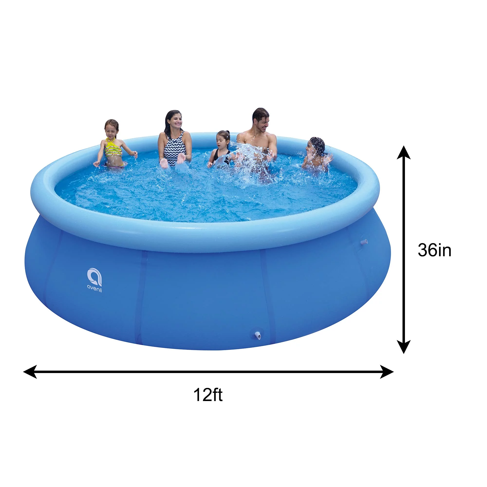 Honeydrill Above Ground Swimming Pools, Inflatable Top Ring Round Pool, Blue (10 ft x 30 in) - Womvr