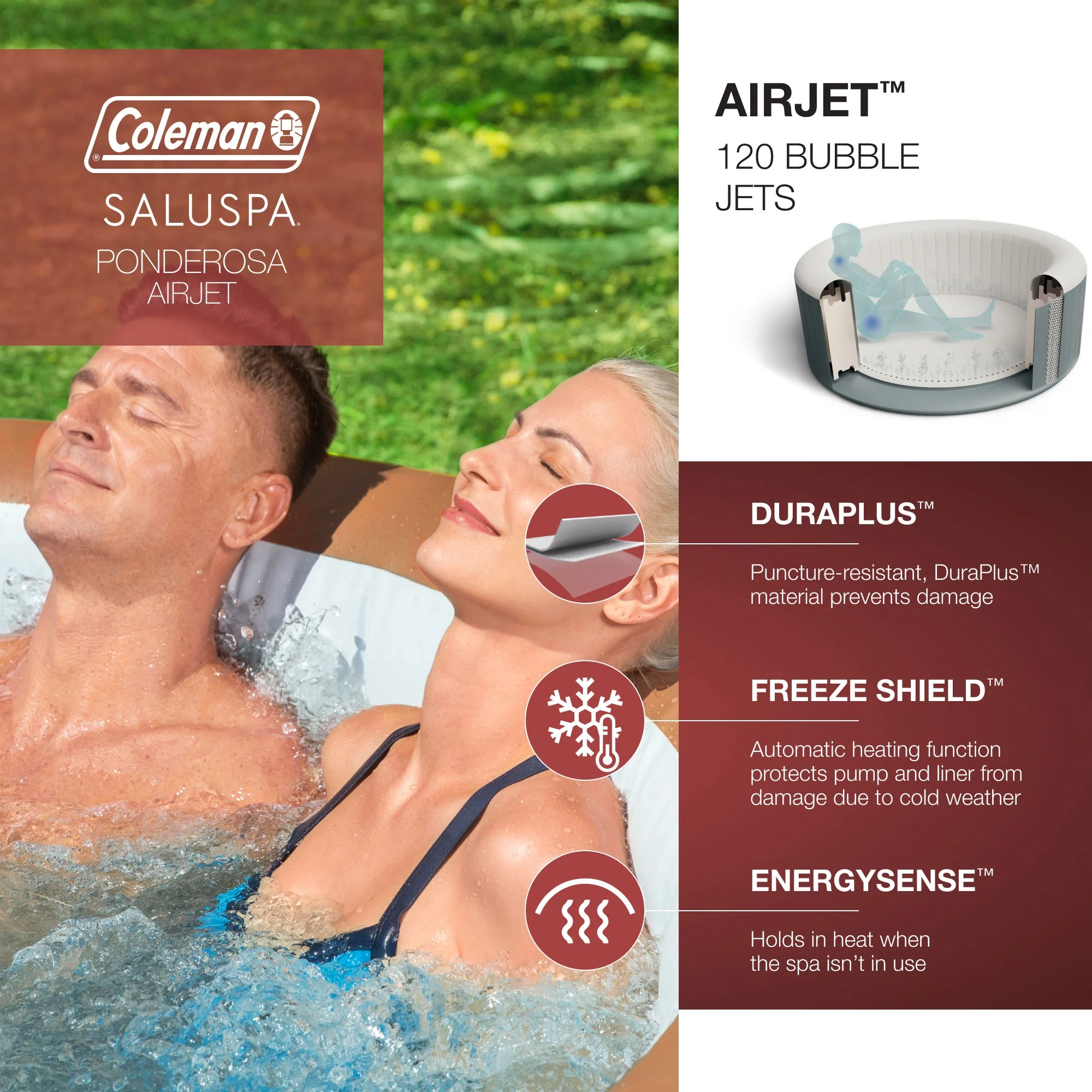 Bestway Coleman Miami AirJet Inflatable Hot Tub with EnergySense Cover - Womvr