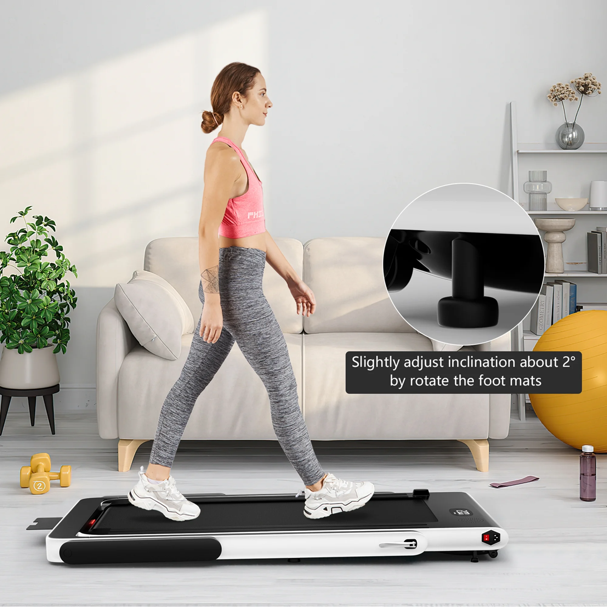 SuperFit Up To 7.5MPH 2.25HP 2 in 1 Single Display Screen Folding Treadmill Remote Control W/ APP Control Speaker Black - Womvr