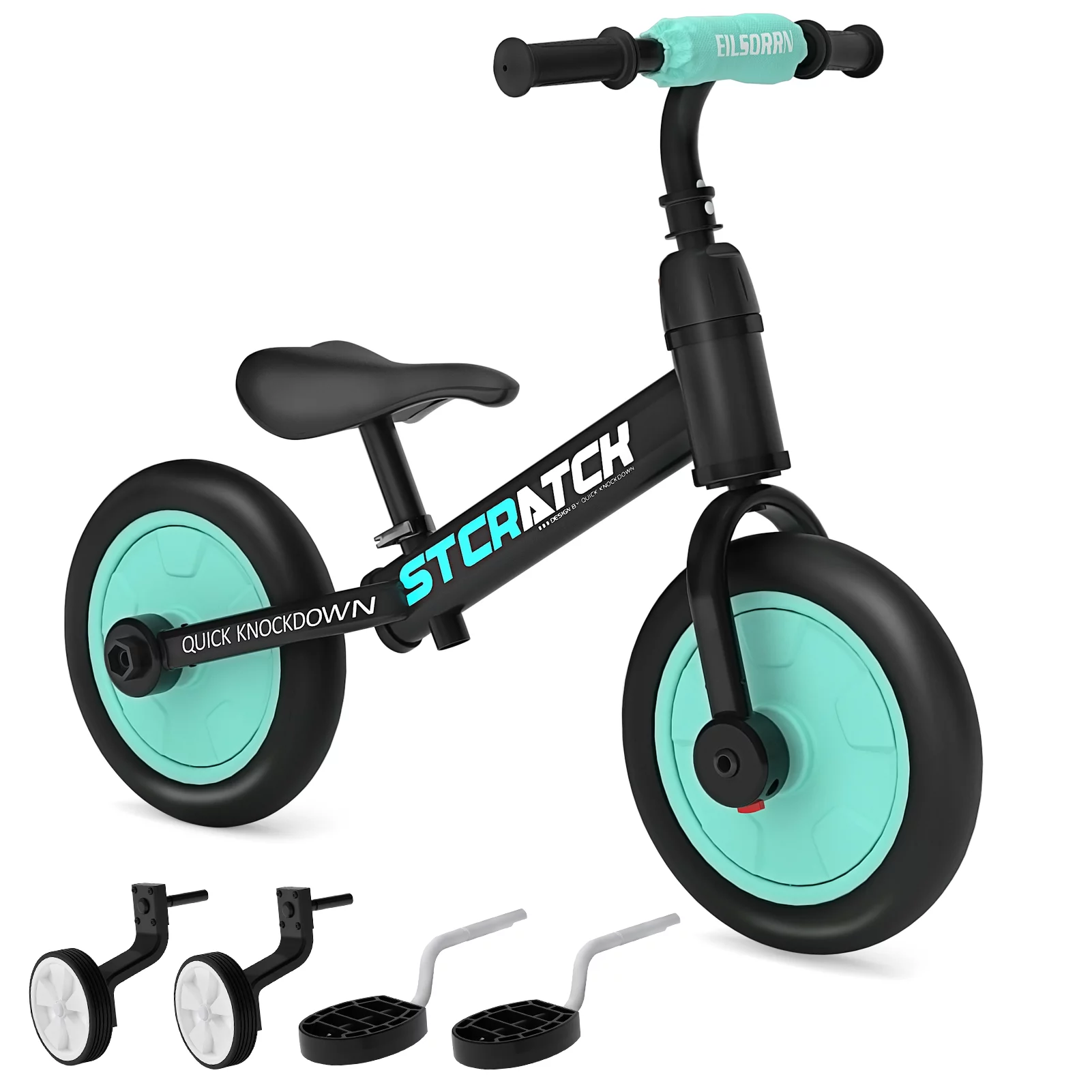 WLRETMCI Kid Balance Bike, 4 in 1 Toddlers Training Bicycle for 2-5 Years Old Boys Girls, Lightweight with Pedals and Training Wheels, Red Christmas Gifts - Womvr