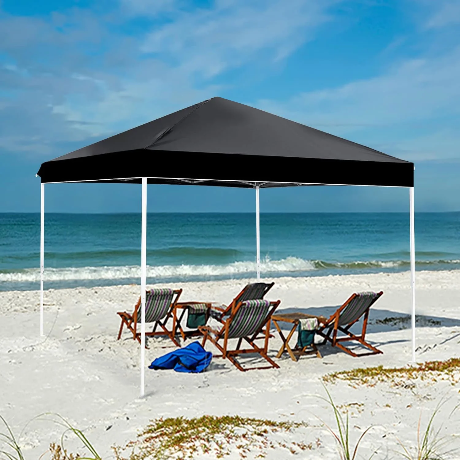 GVDV Canopy Tent, 10x10 ft Easy Pop up Outdoor Canopy Tent, Portable Straight Leg Gazebo Instant Canopy, Blue - Womvr