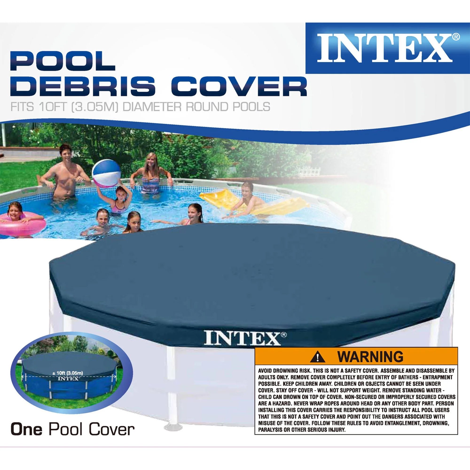 Metal Frame Above Ground Swimming Pool w/ 10 Foot Round Swimming Pool Cover - Womvr