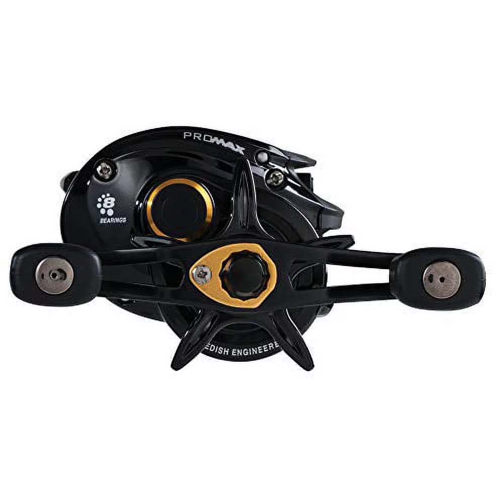Abu Garcia PMAX3-L Pro Max Low-Profile Baitcast Fishing Reel, Left Hand,Gold,Black - Womvr