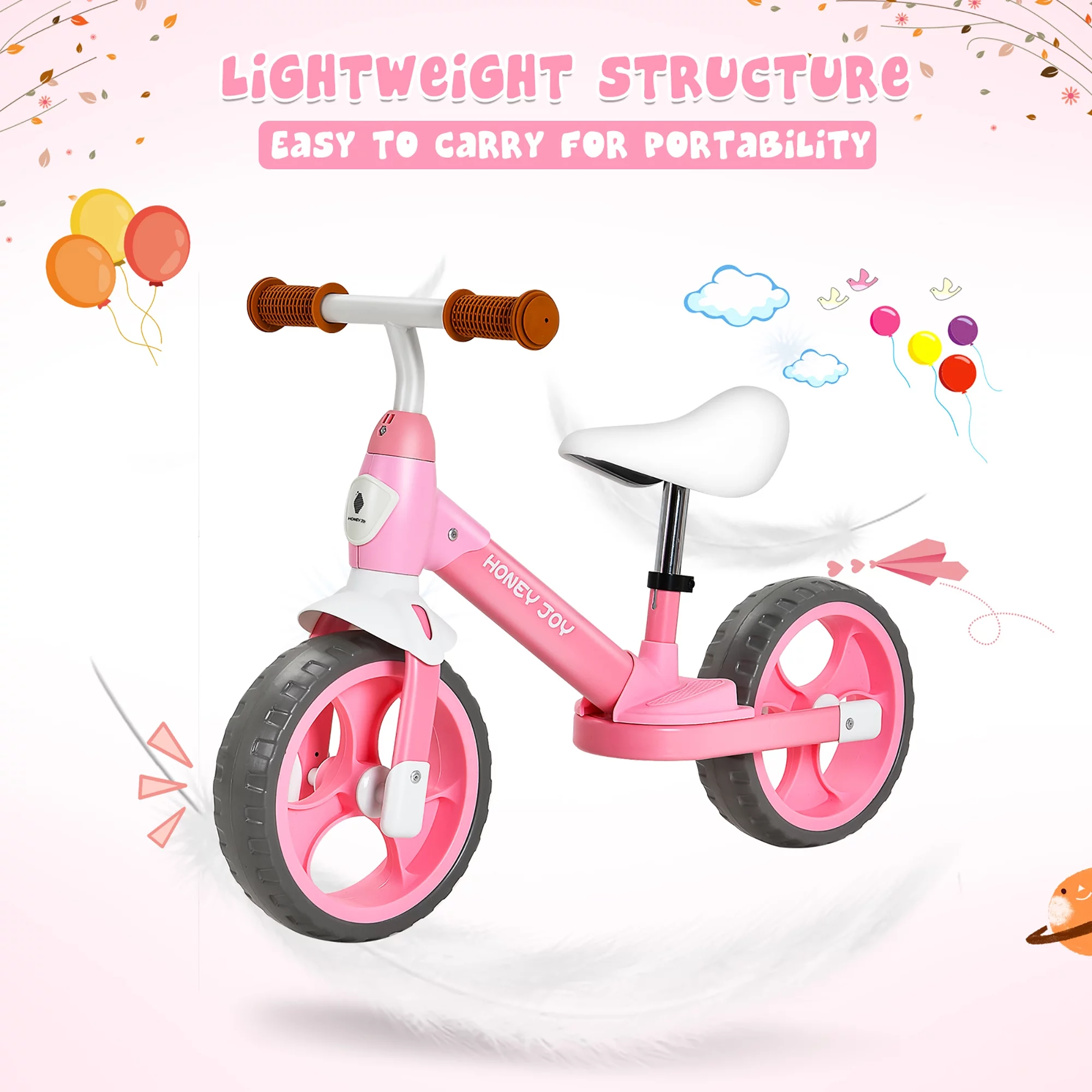 Honey Joy Kids Balance Bike Toddler Training Bicycle w/ Feetrests for 2-5 Years Old Red - Womvr