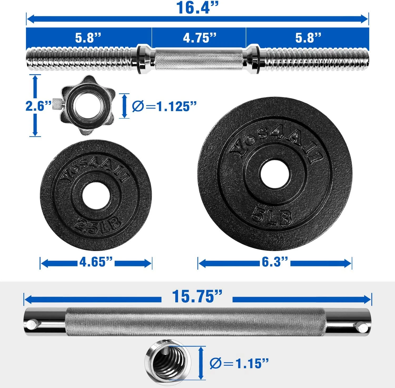 Yes4All 100 lbs Adjustable Dumbbells + Dumbbell Connector, Combo/Set - Womvr