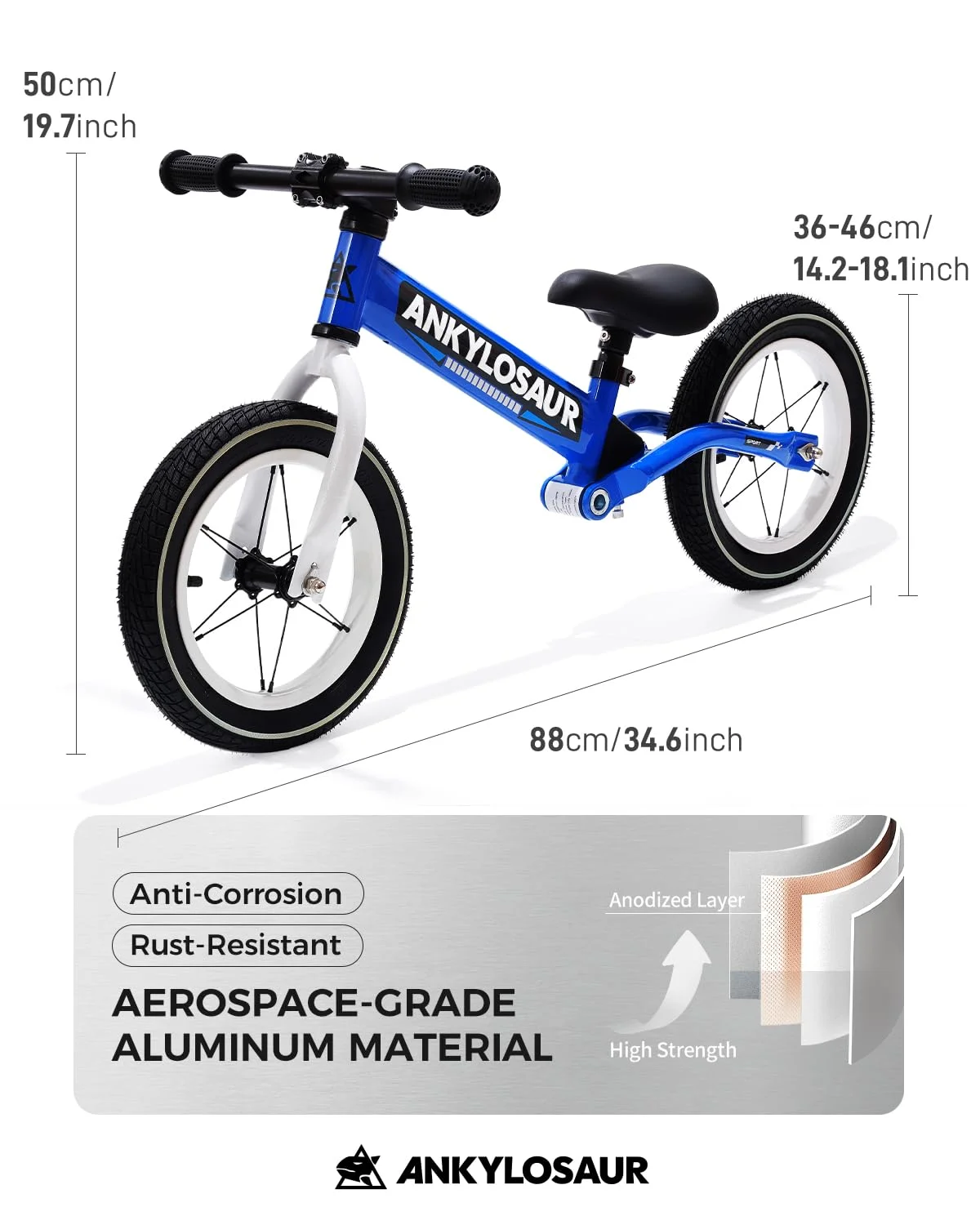 ANKLOSAUR No Pedal Balance Bike, 12