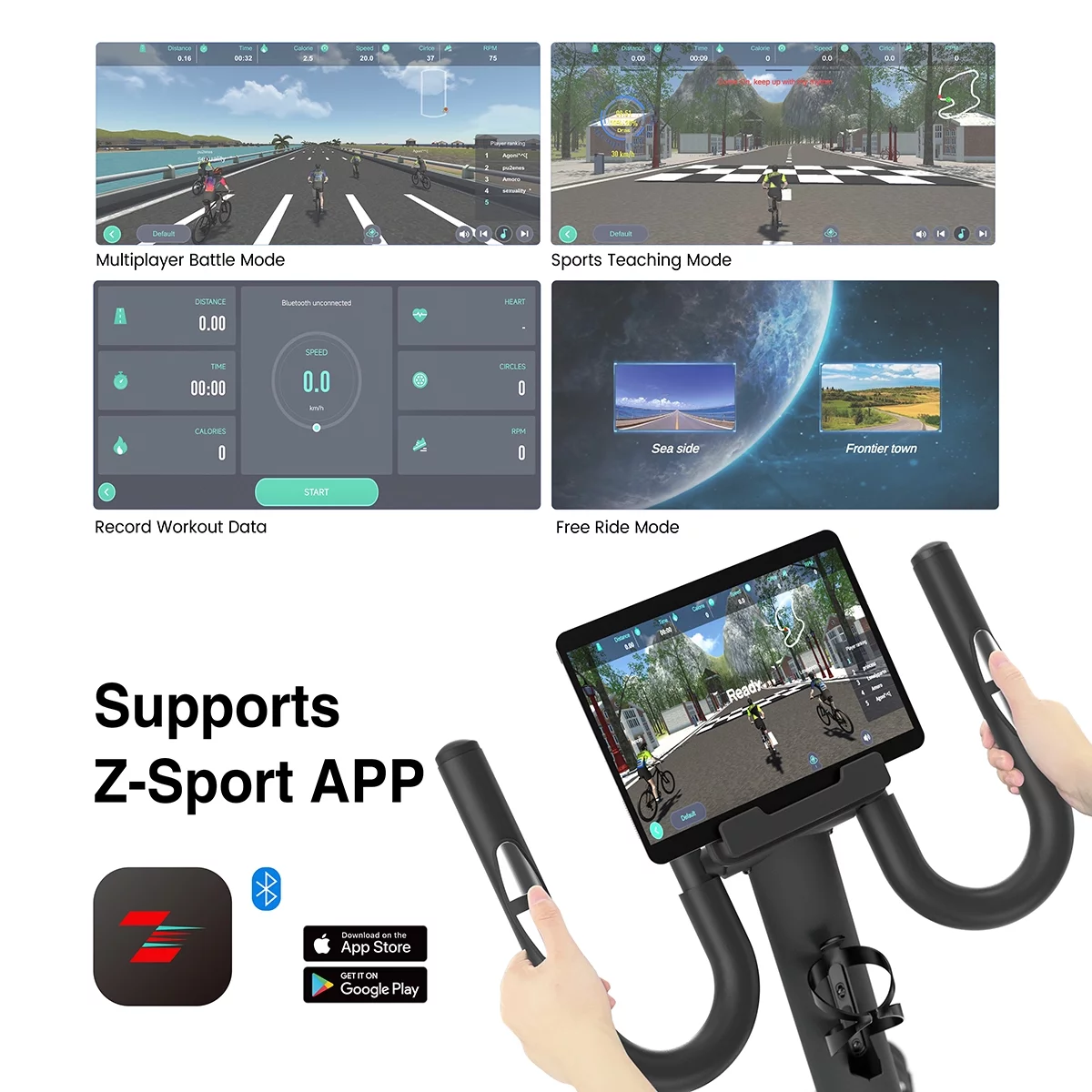 Relife Sports Upright  Exercise Bike with Fitness APP Foldable Stationary Bike for Home Gym , Black - Womvr