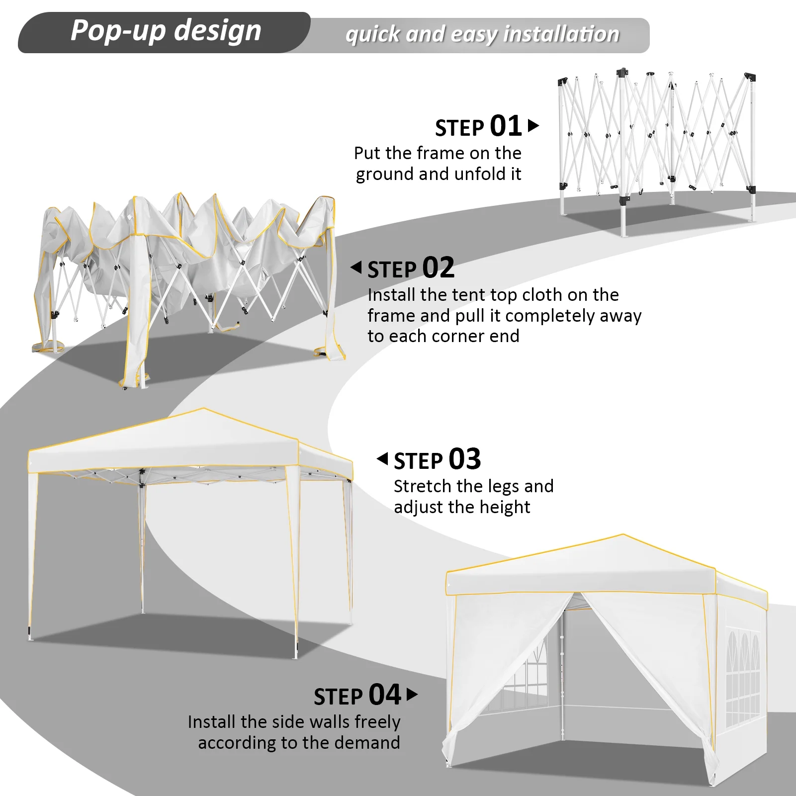 SANOPY 10' x 10' Pop up Canopy, UV and Rain Resistant Canopy Shelter with 4 Removable Sidewalls and Sandbags, Outdoor Canopy with Carry Bag for Grass, Beach and Camping - Womvr