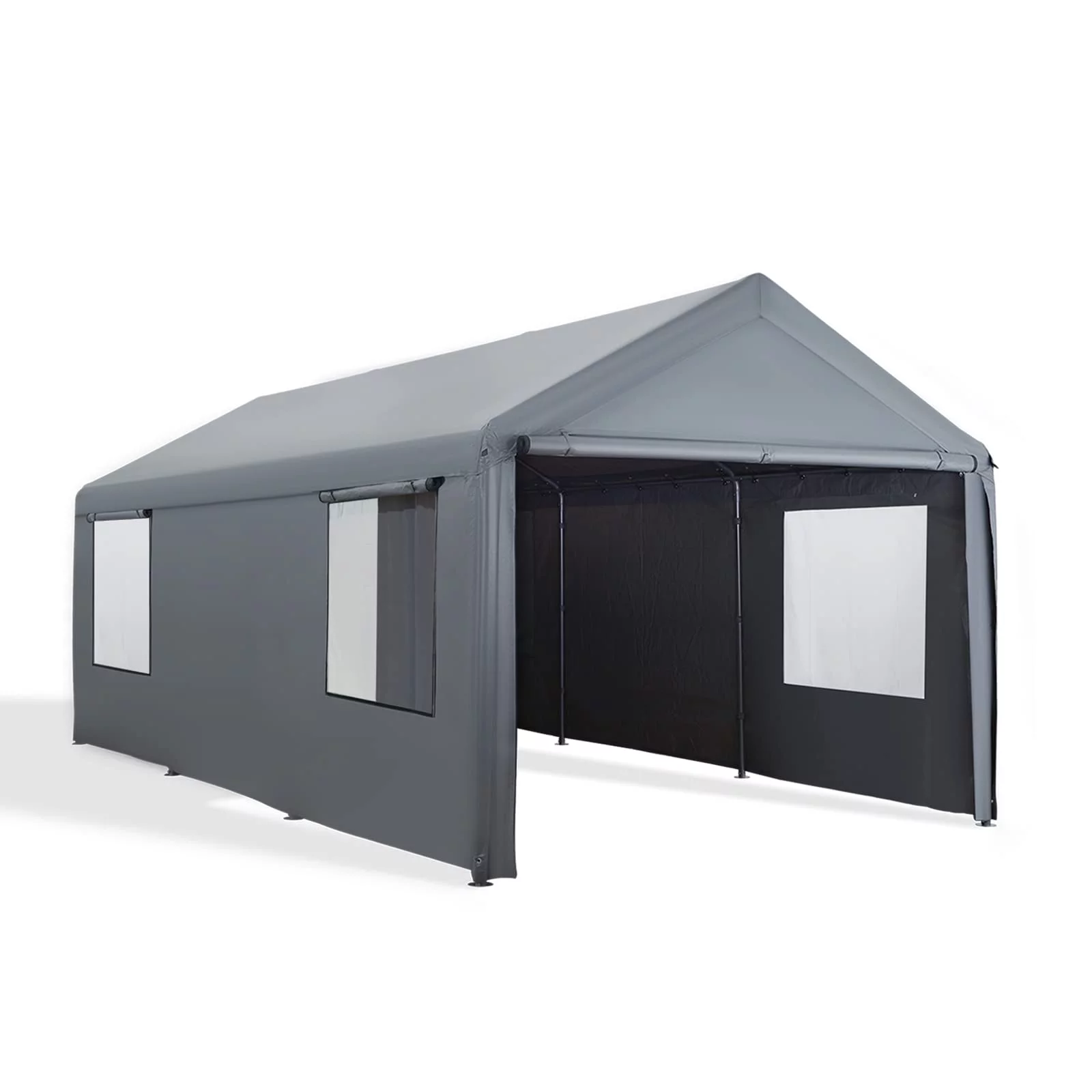 Gardesol Carport, 12'x20' Extra Large Heavy Duty Carport with Removable Sidewalls & Doors, Portable Garage Car Canopy for Car, Truck, SUV, Beige - Womvr