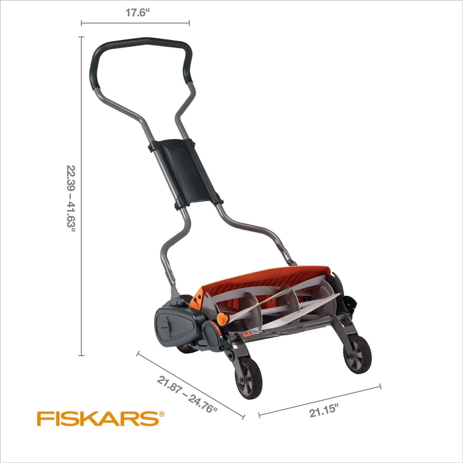 Fiskars Reel Lawn Mower 18-inch 5-Blade Push Mower with InertiaDrive for More Cutting Power - Womvr