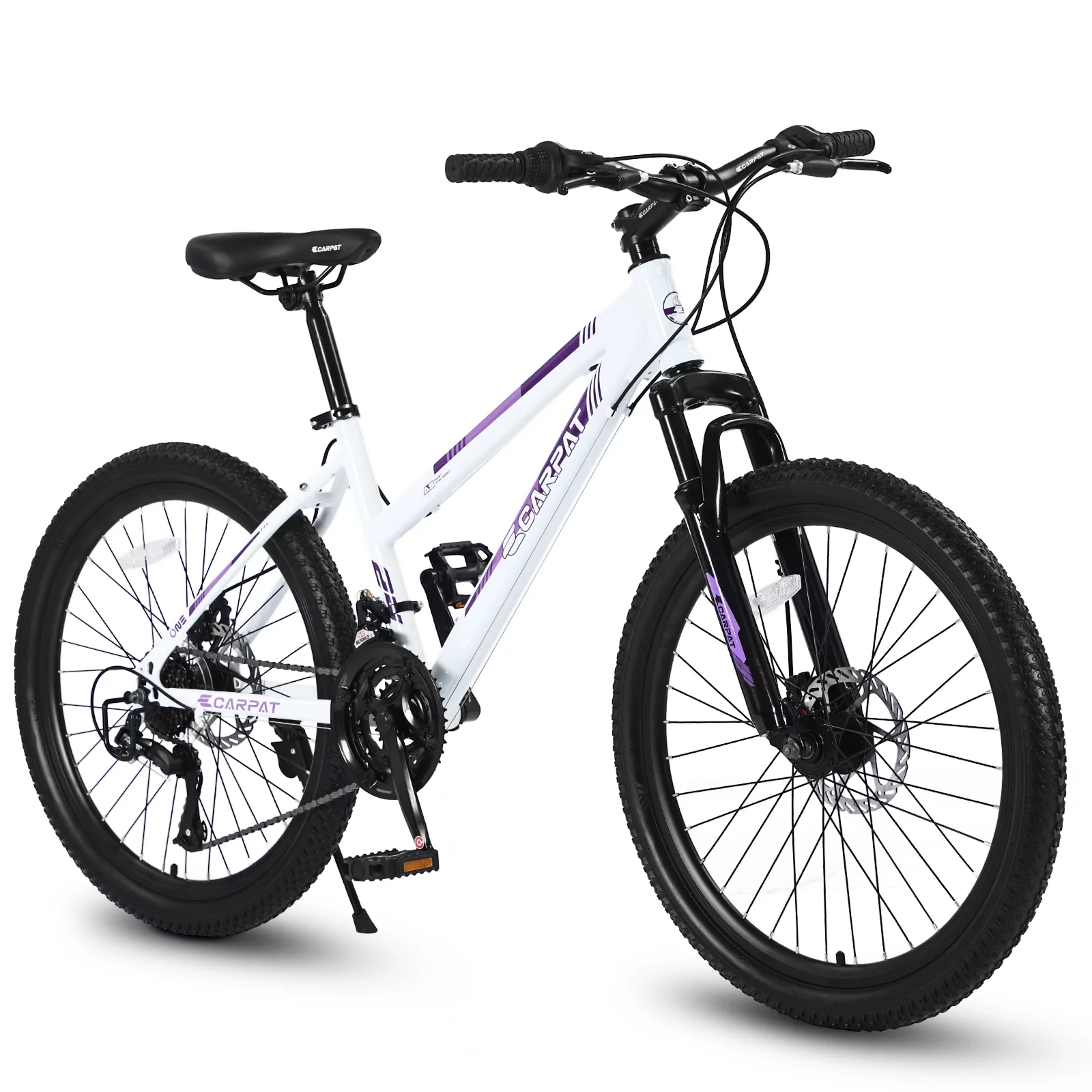 24 inch Mountain Bike for Teenagers Girls Women, Shimano 21 Speeds Gear MTB with Dual Disc Brakes and 100mm Front Suspension,Pink - Womvr