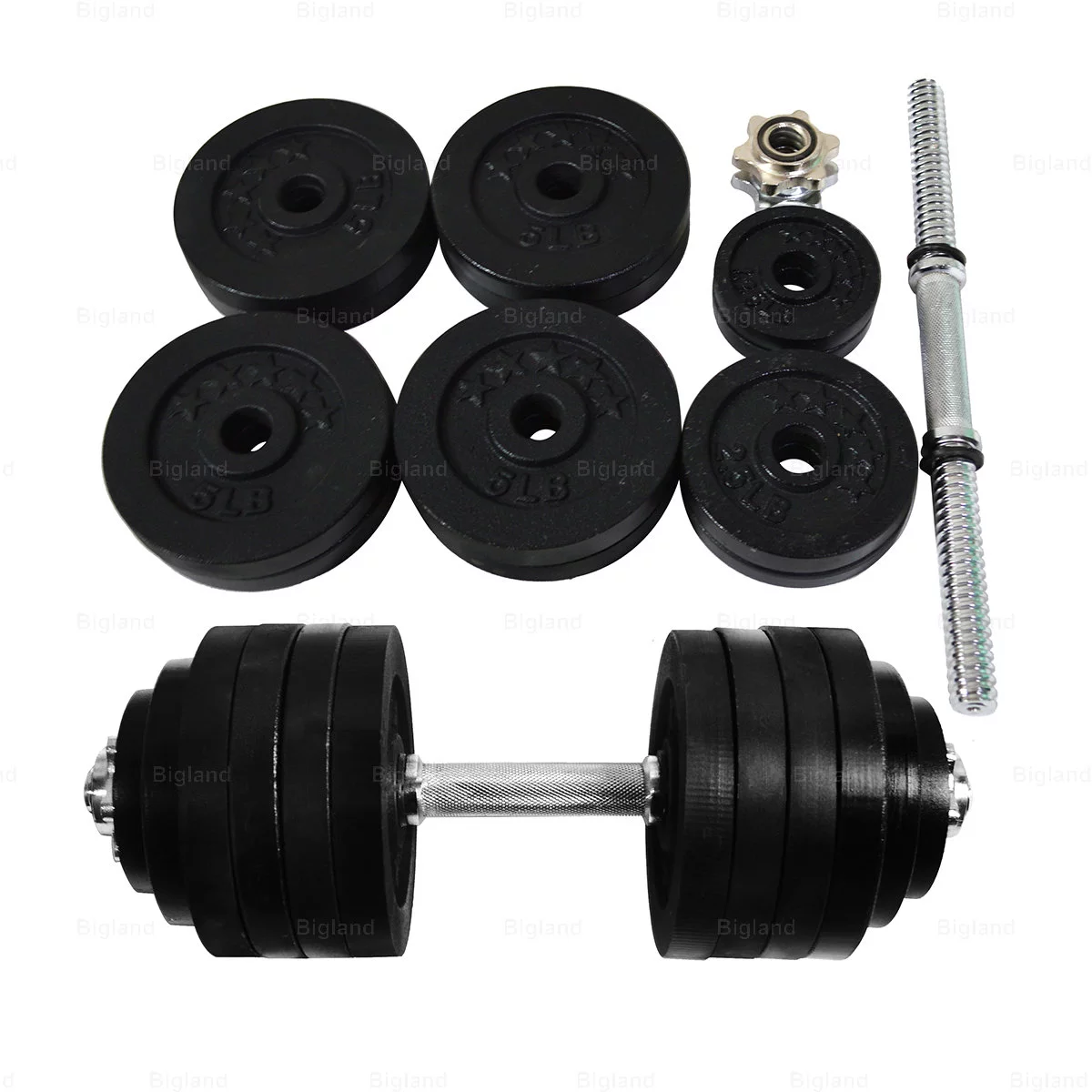 105 lbs Adjustable Dumbbell Weight Set of 2 Black Plated Cast Iron - Womvr