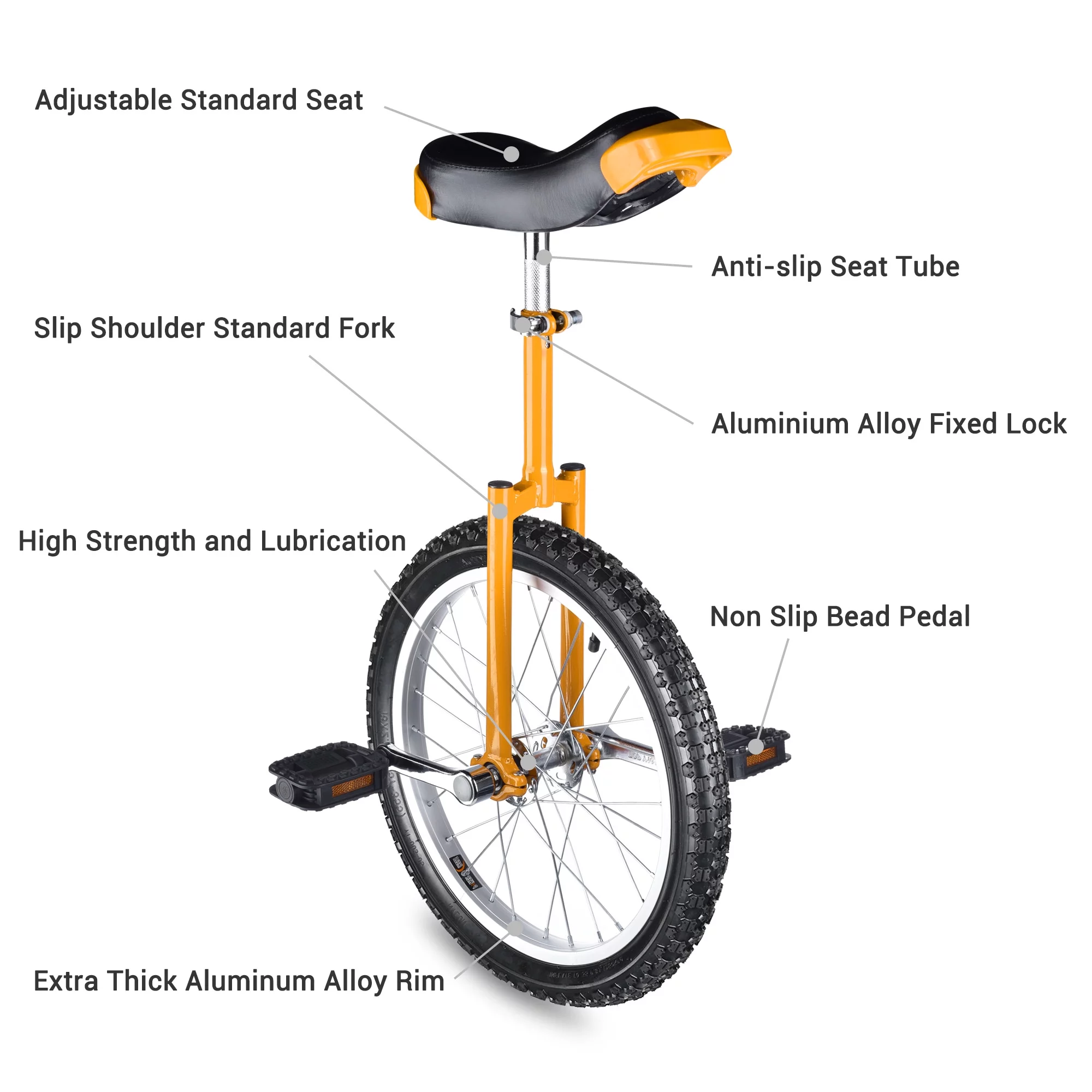 Yescom 18 In Wheel Outdoor Unicycle Skid-proof Tire Fitness Bicycle Balance Training for Adults Teenagers Kids, Silver - Womvr
