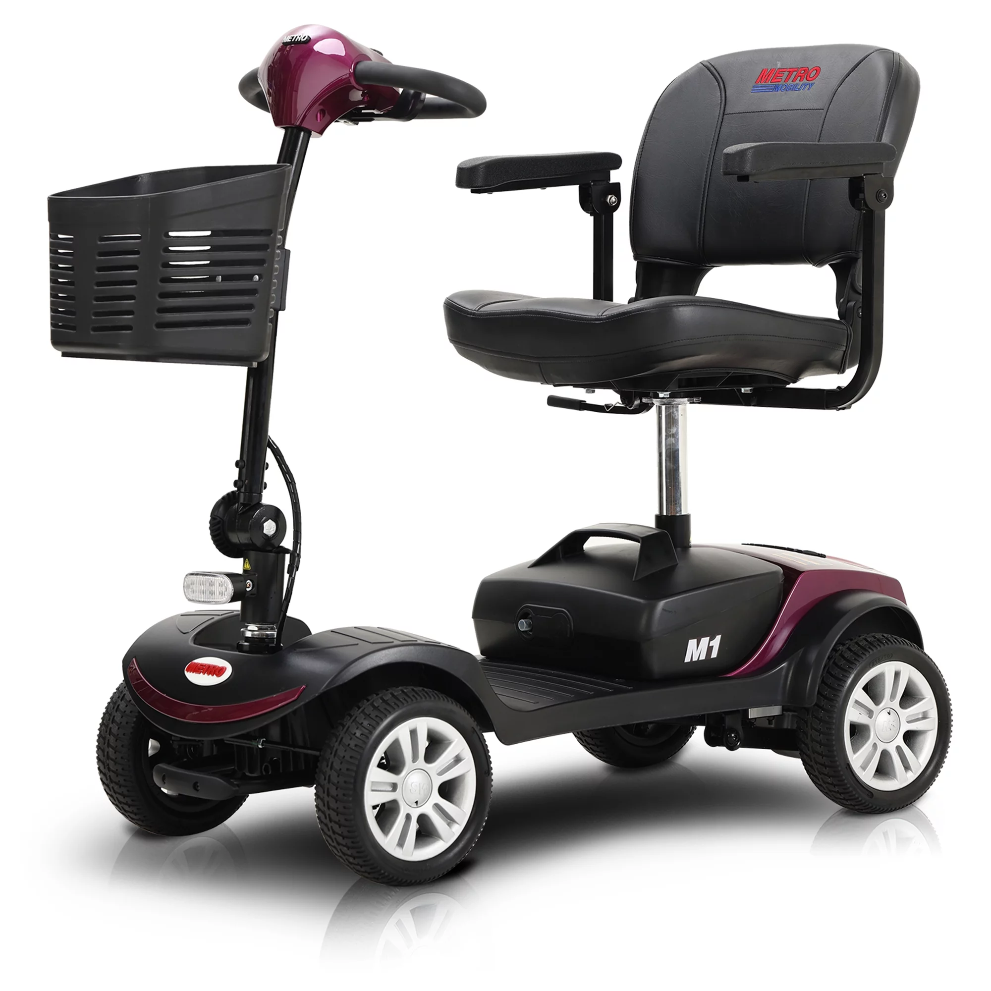 Travel Mobility Scooter, Heavy Duty Electric Scooters with 4 Anti-Tip Wheels, Compact Lightweight Mobility Scooters for Senior Adults Elderly, Foldable Mobility Scooter, Holds 300lbs, Purple - Womvr