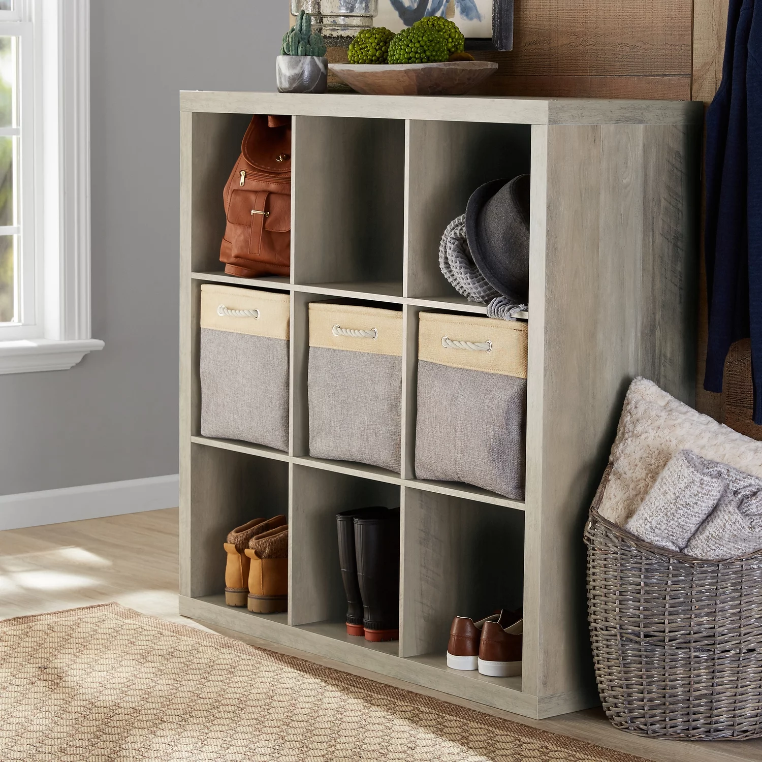 Better Homes & Gardens 9-Cube Storage Organizer, Natural - Womvr