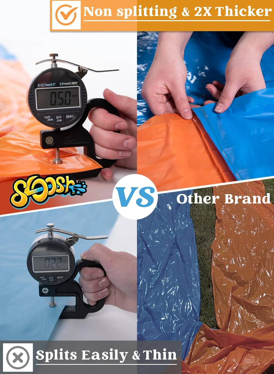 Syncfun 22.5ft Water Slides and 2 Bodyboards, Lawn Backyard Waterslides Water Toy with Build Sprinkler for Kids Outdoor Water Fun - Womvr