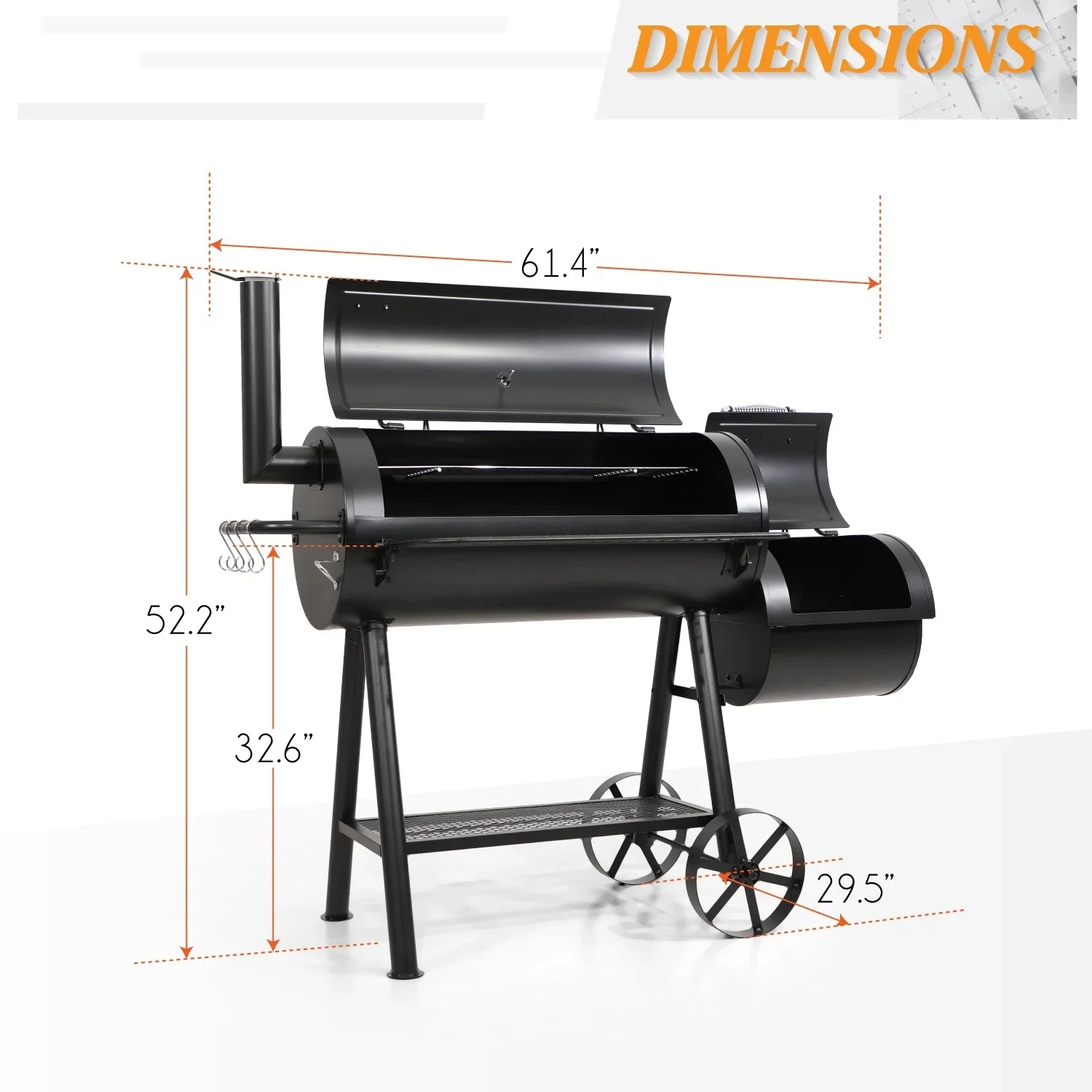 MF Studio Charcoal Grill with Offset Smoker 941 sq.in. Extra Large BBQ Grill Black - Womvr