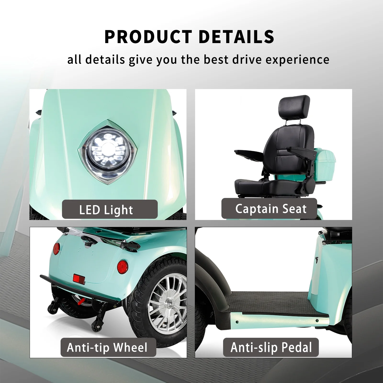 Heavy duty 4 wheel adult mobility Scooter Senior Medical Electric Mobility Scooter 800W Mobility scooter 500 lb capacity. - Womvr