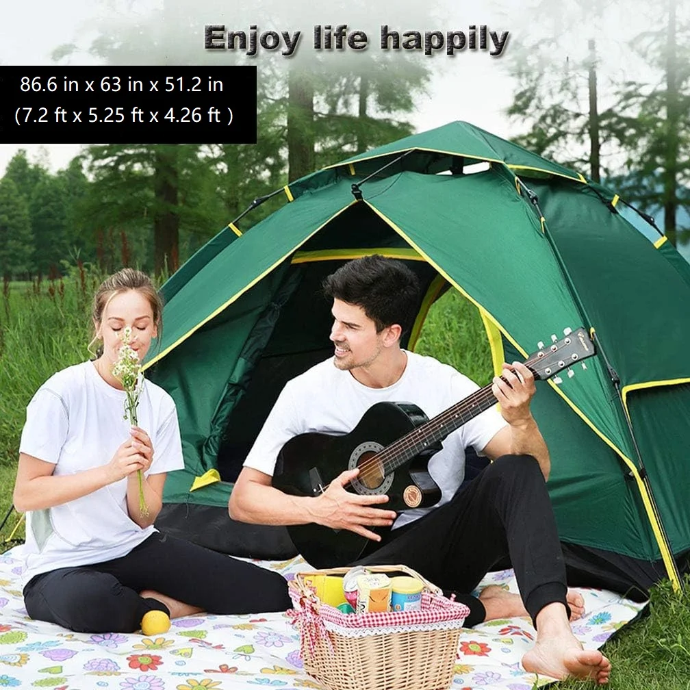 Instant Pop Up Tent Family Camping Tent Portable Tent Automatic Tent Waterproof Windproof for Camping Hiking Mountaineering - Womvr