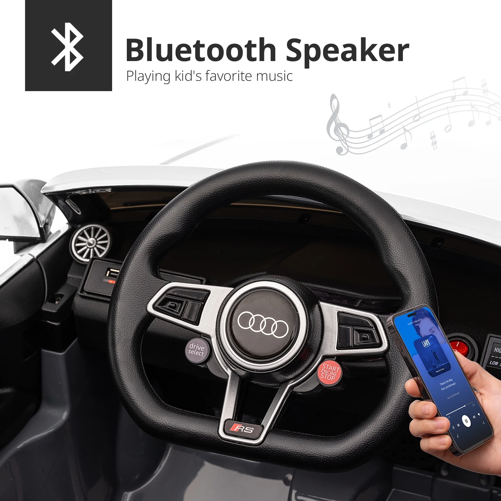 Hikiddo Electric Ride on Car for Kids, Licensed Audi 12V 7Ah Kids Ride-on Toy for Toddlers 2-5 Girl with Remote, Bluetooth - Pink - Womvr