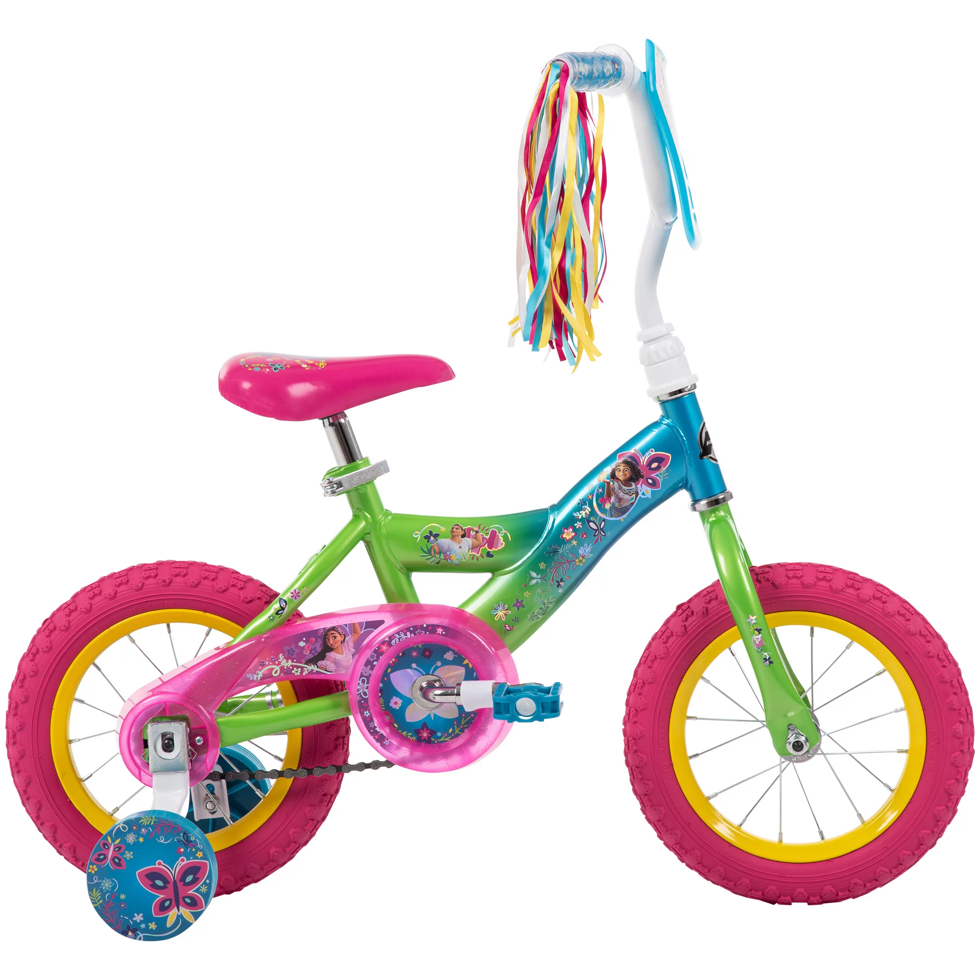 Disney Encanto 12-inch Bike for Girls, Ages 3+ Years, Pink/Green/Blue, by Huffy - Womvr