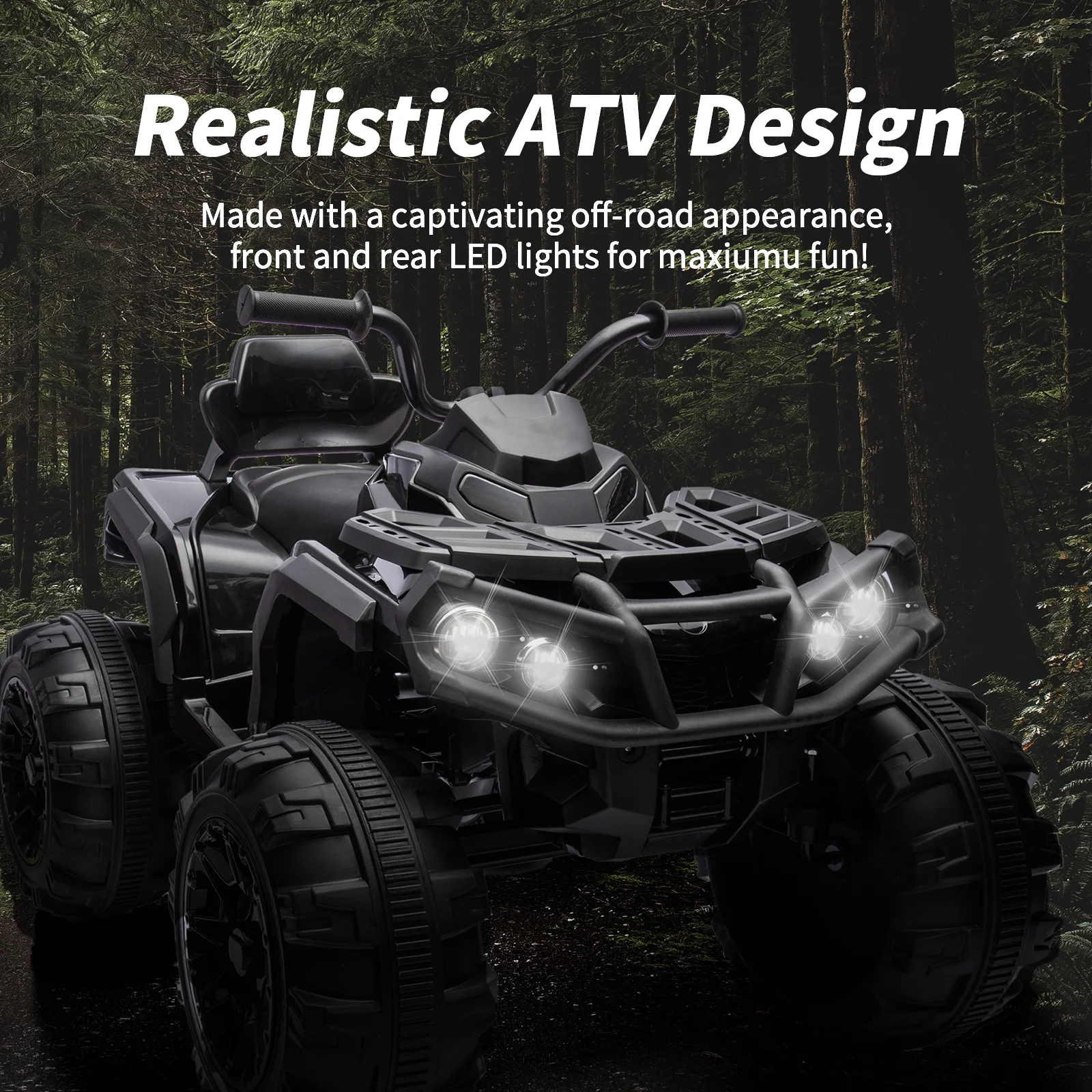 Hikiddo Kids ATV 4 Wheeler, 24V Kids Ride on Toy for Big Kid w/Bluetooth, 400W Motor - Green - Womvr