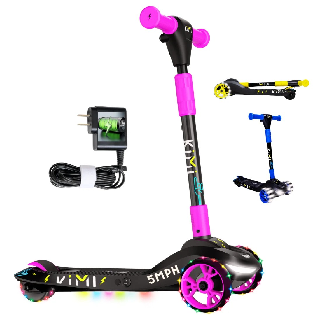 Kimi Kids 3-Wheel Electric Scooter, Ages 2-9, 5Mph, Lights, 10 Miles Range - Womvr