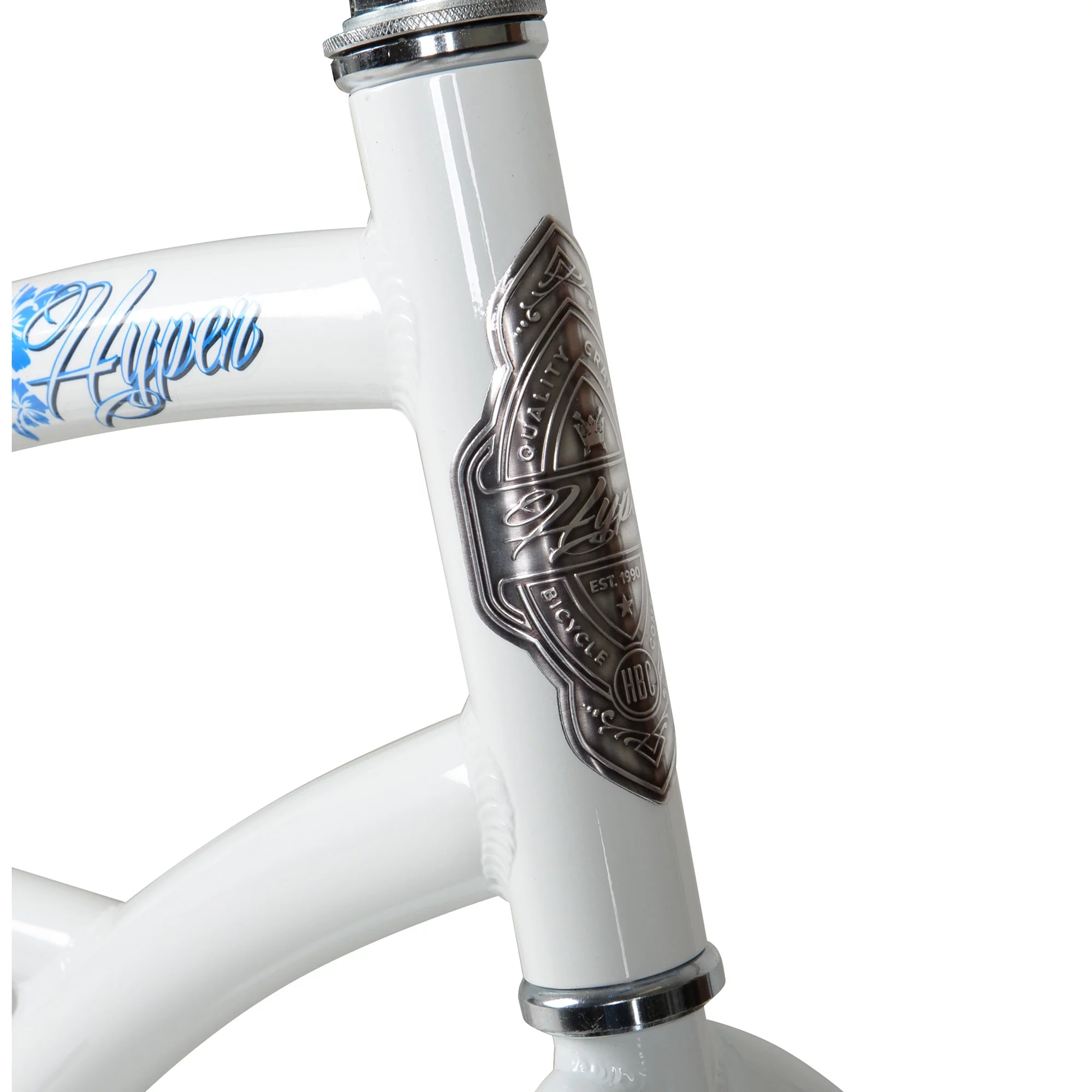 Hyper Bicycle Women's 26 In. Beach Cruiser, White with Blue Rim - Womvr