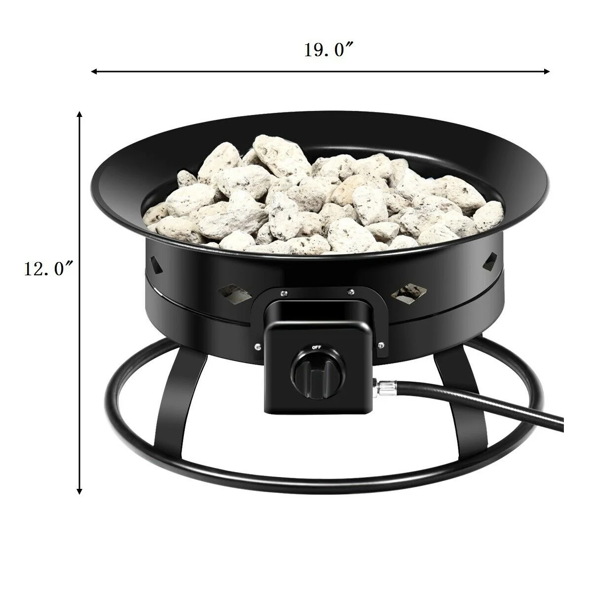 Gymax Portable Propane Outdoor Gas Fire Pit W/ Cover & Carry Kit 19-Inch 58,000 BTU - Womvr