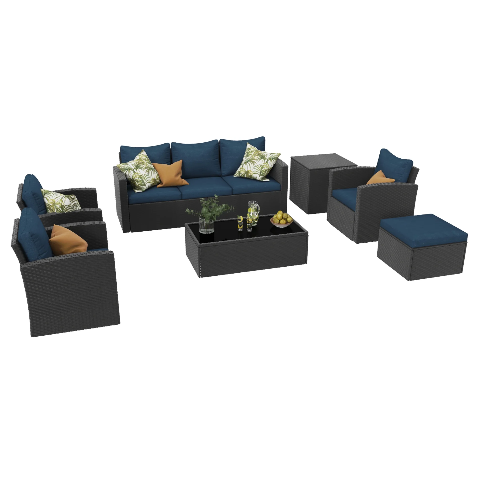 Royalcraft 10 Pieces Patio Furniture Set, All Weather PE Wicker Rattan Outdoor Sectional Sofa, Outdoor Sectional Sofa for Lawn Backyard Poolside Porch Garden, Grey - Womvr