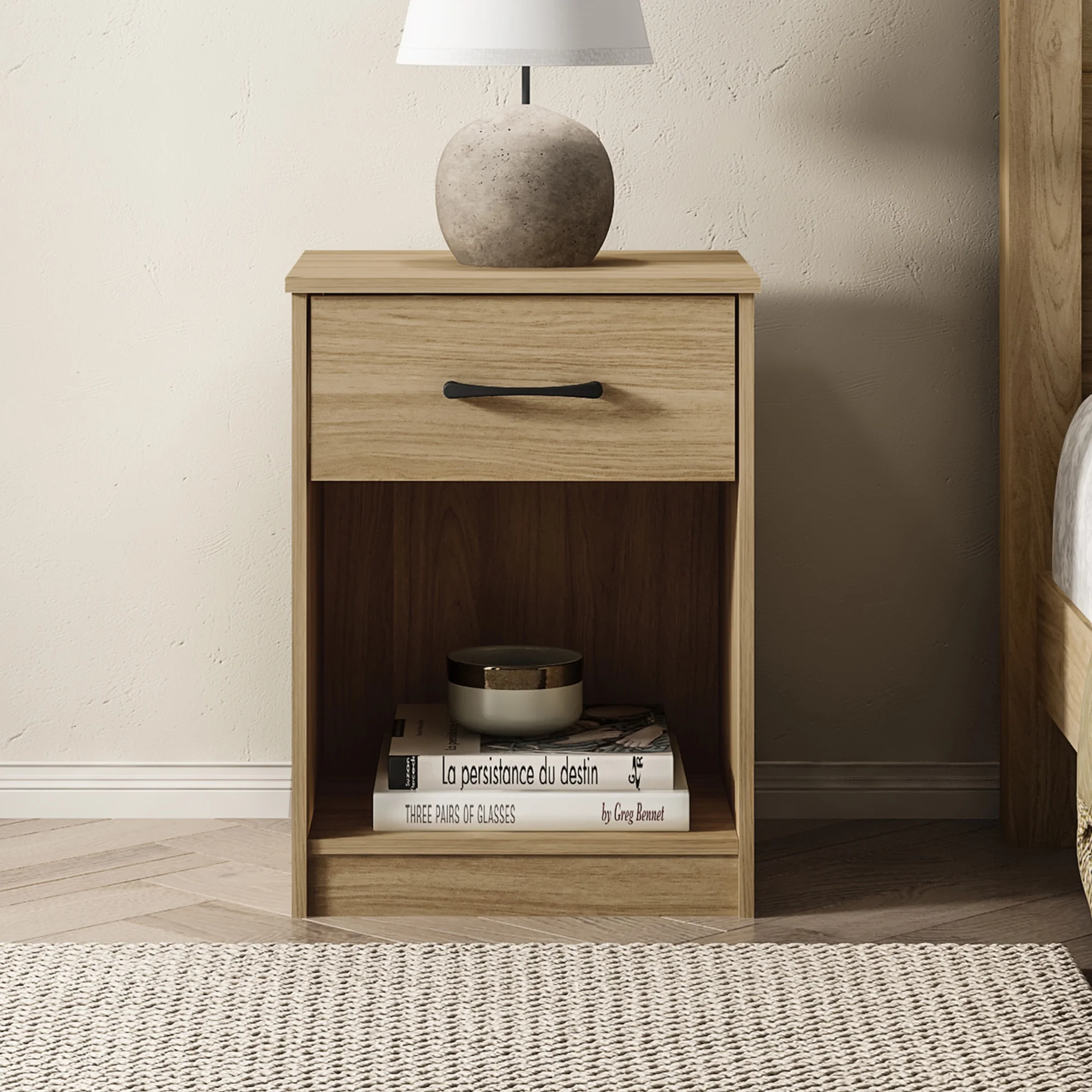 Mainstays Ardent Nightstand with 1 Drawer, White - Womvr