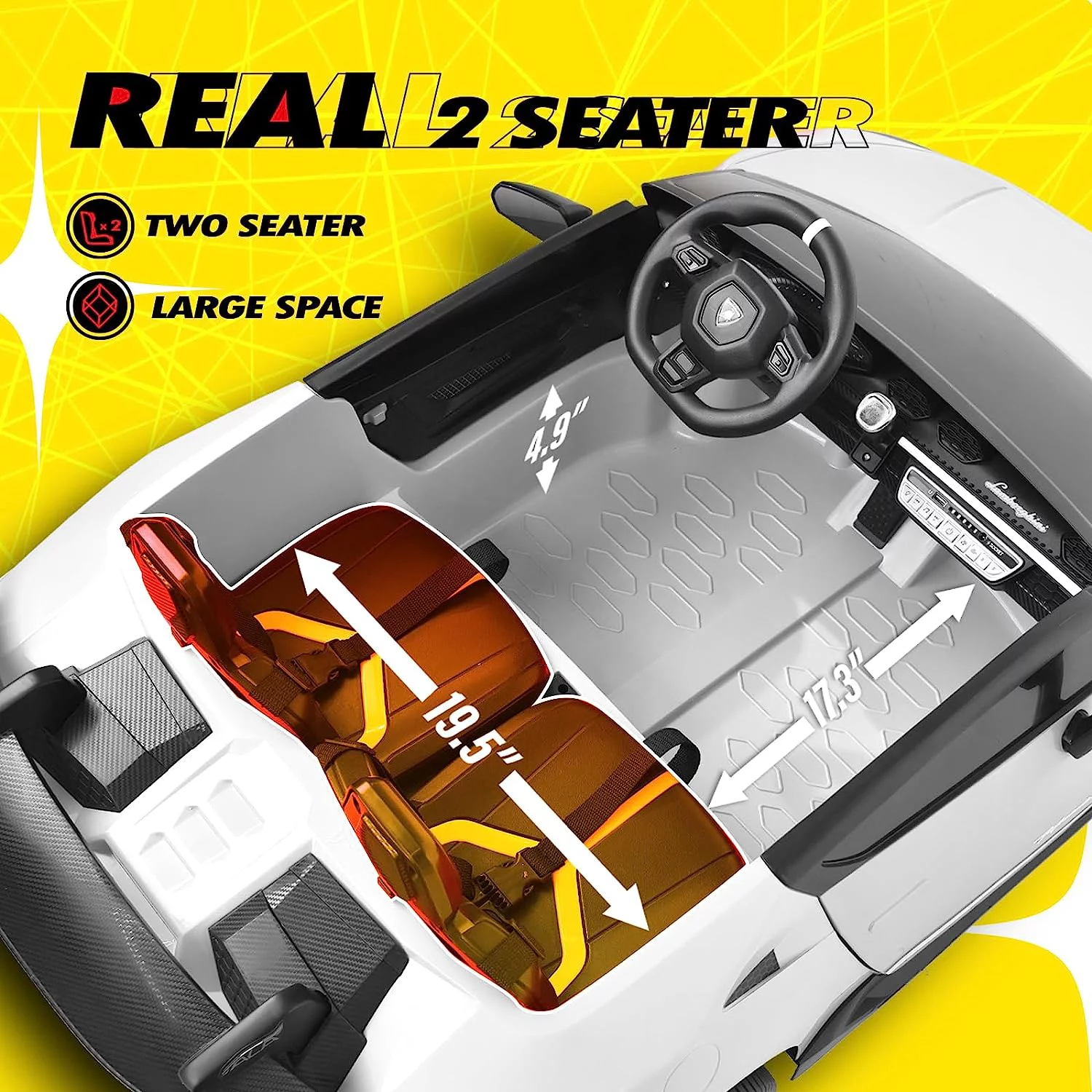 Blitzshark 24 V 2 Seater Kids Ride on Car Licensed Lamborghini Powerful 4WD, with 7AH Battery, Remote Control, Pink - Womvr