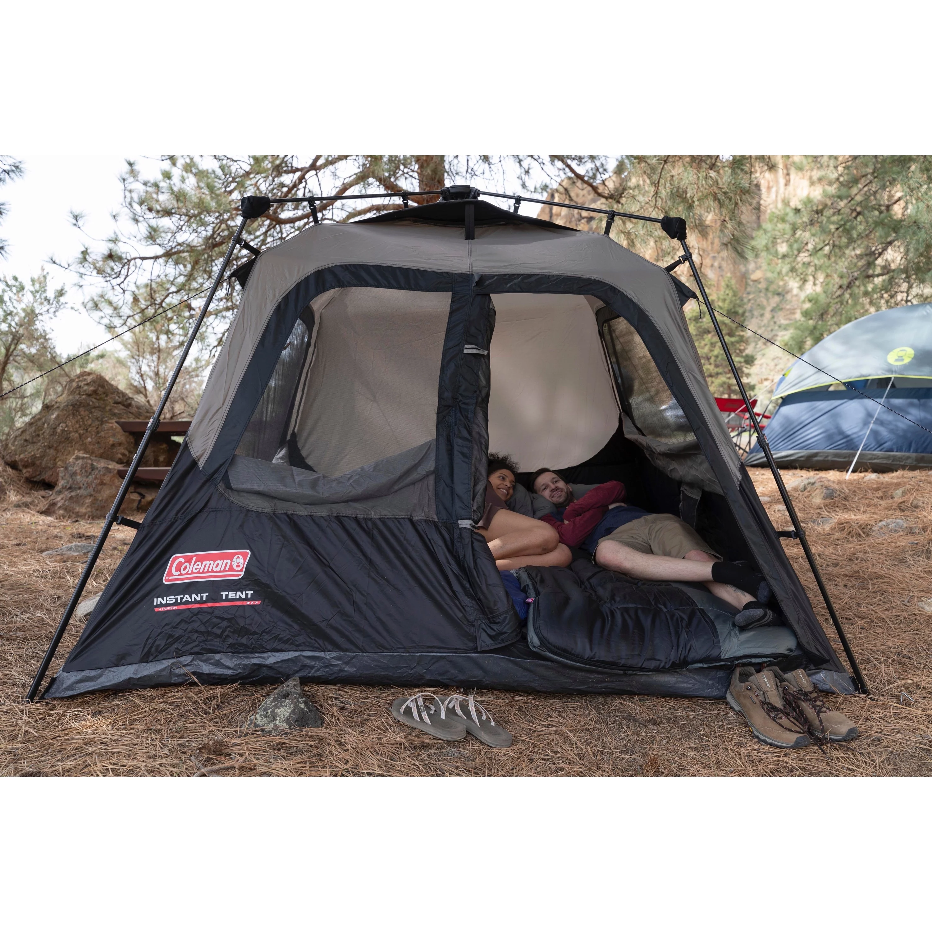 Coleman 6-Person Cabin Camping Tent with Instant Setup, 1 Room, Gray - Womvr